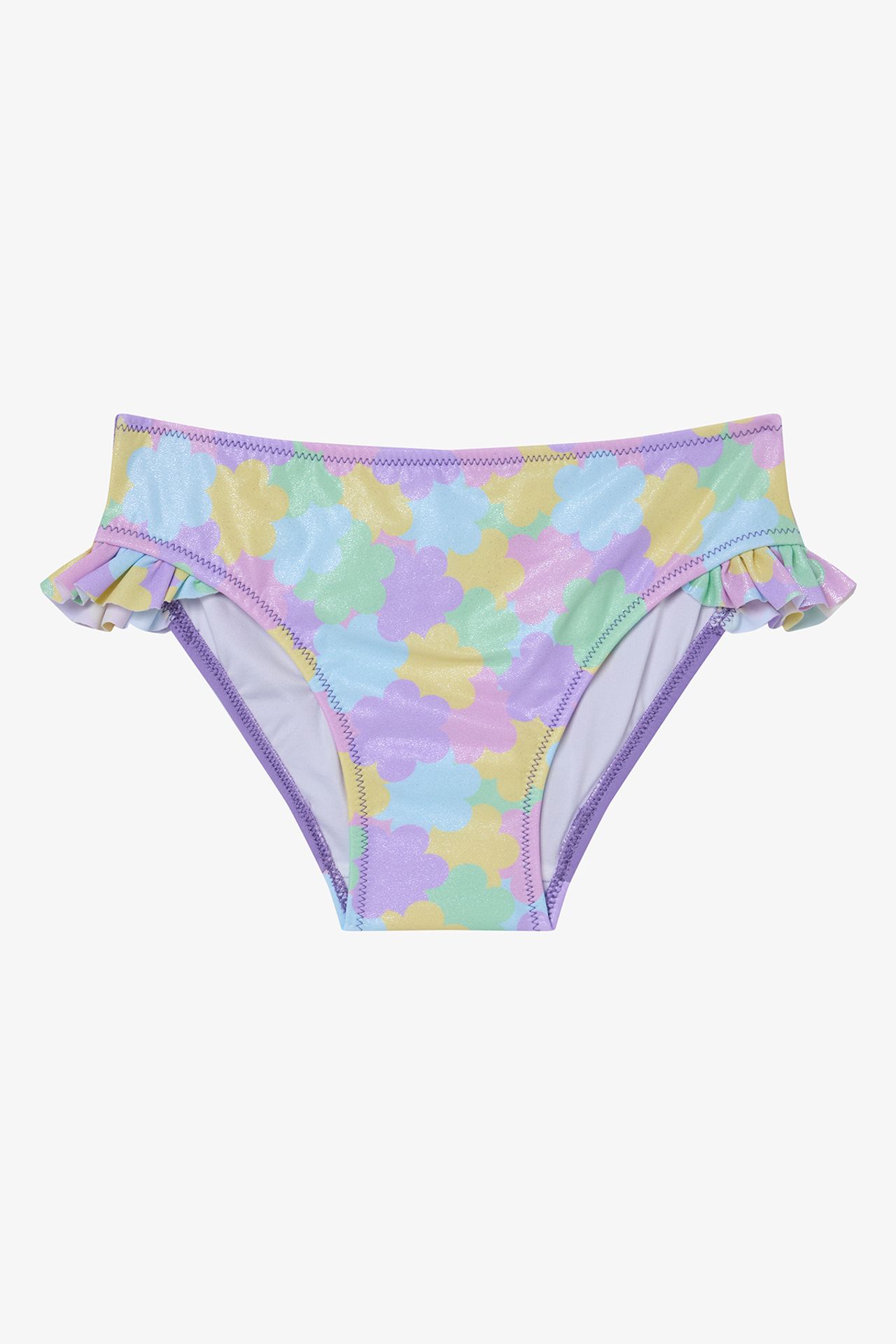 PENTI Girls' Shiny Flower Ruffled Halter Neck Bikini Set 3