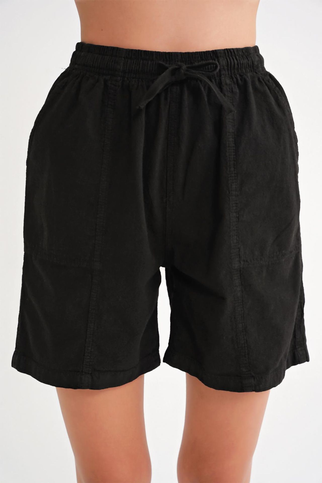 Mixray High Waist Cotton Drawstring Mini Shorts 4