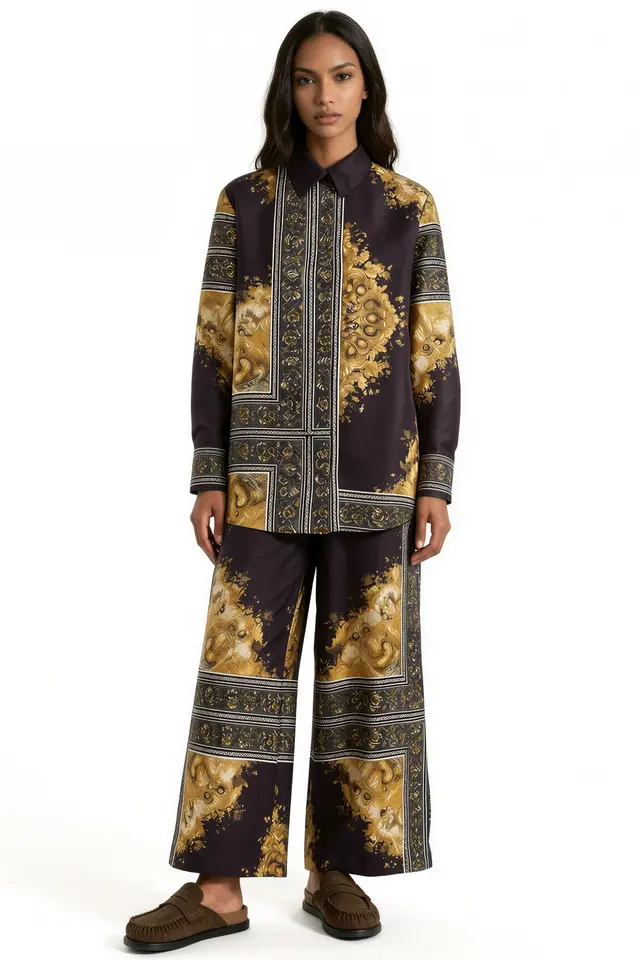 MSN Abstract Shirt Collar Co-ord Set