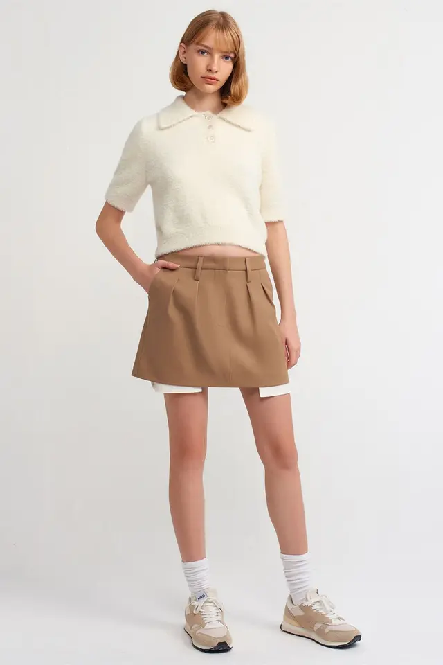 DILVIN High-Waist A-Line Mini Skirt With Pocket