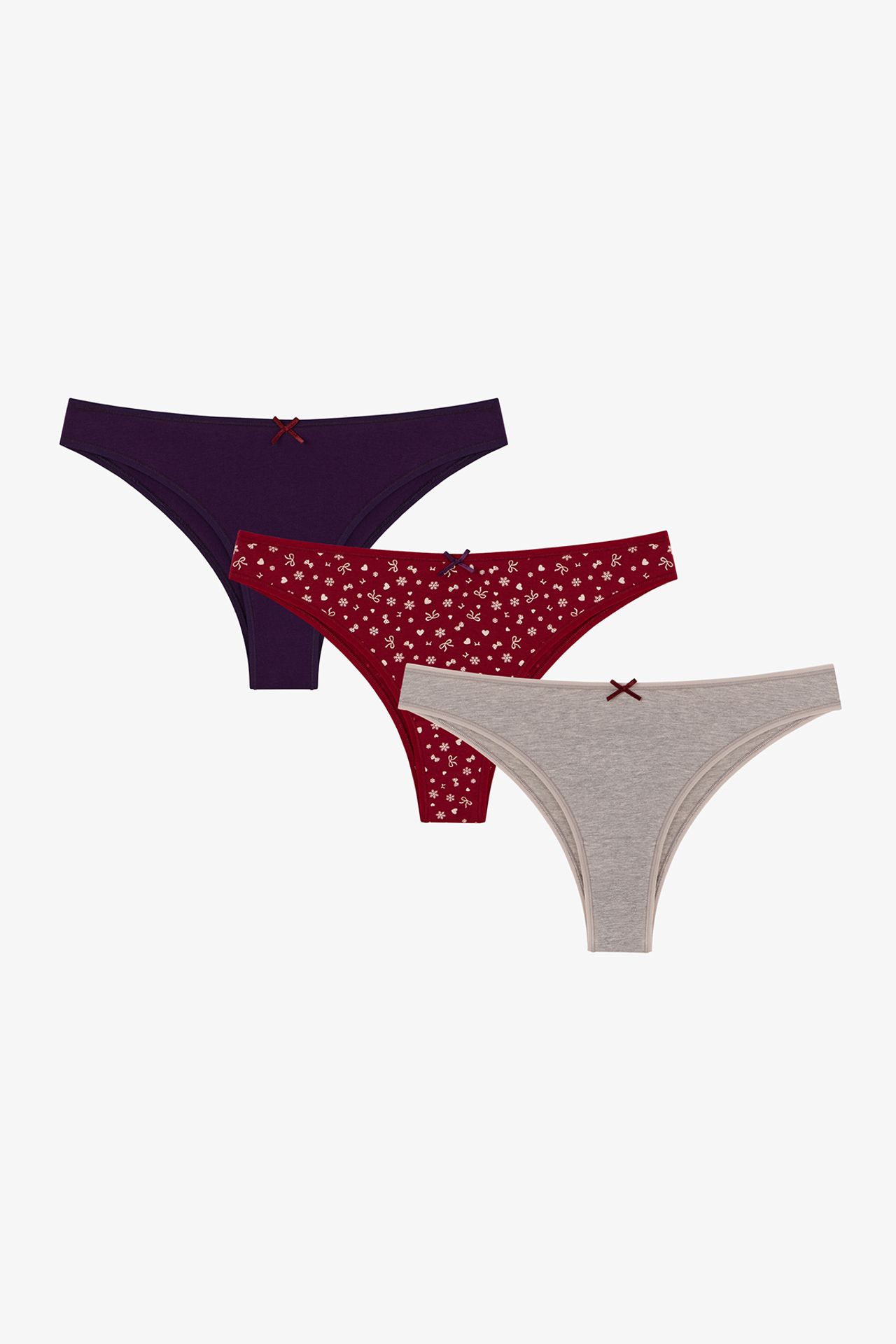 PENTI Snow Cute Bow Print 3-Pack Brazilian Briefs 1