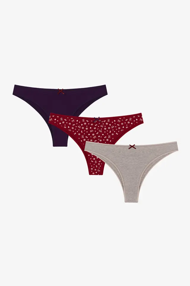 PENTI Snow Cute Bow Print 3-Pack Brazilian Briefs