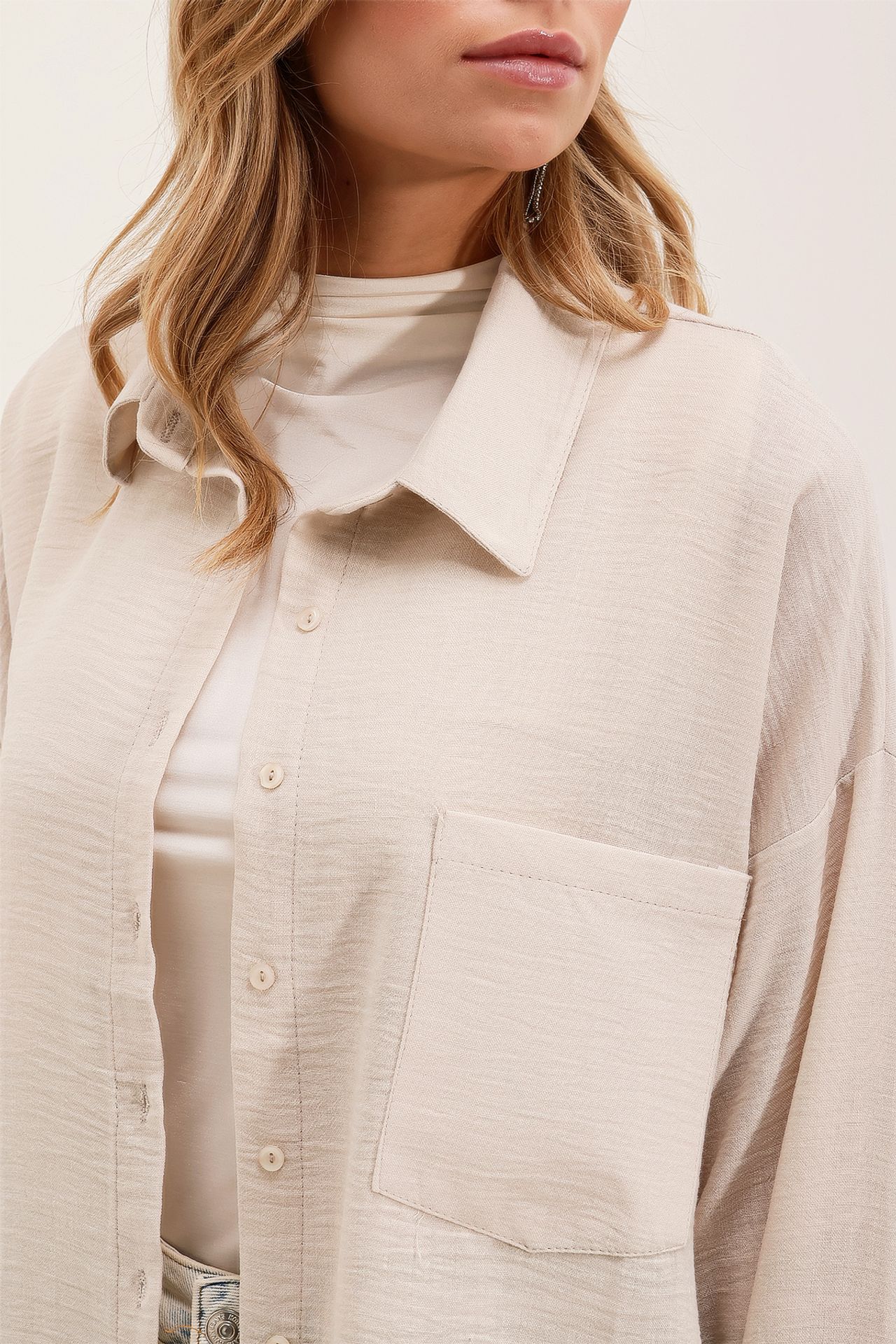 BDART Linen Blended Shirt with Button Closure