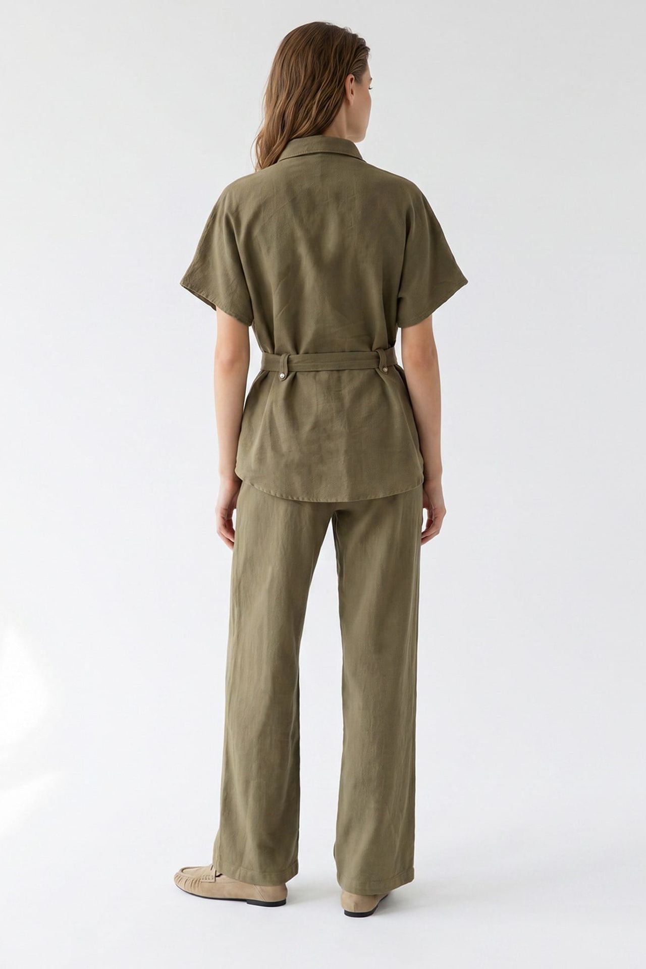 MIXRAY Cotton Shirt And Wide-Leg Trousers Set 5
