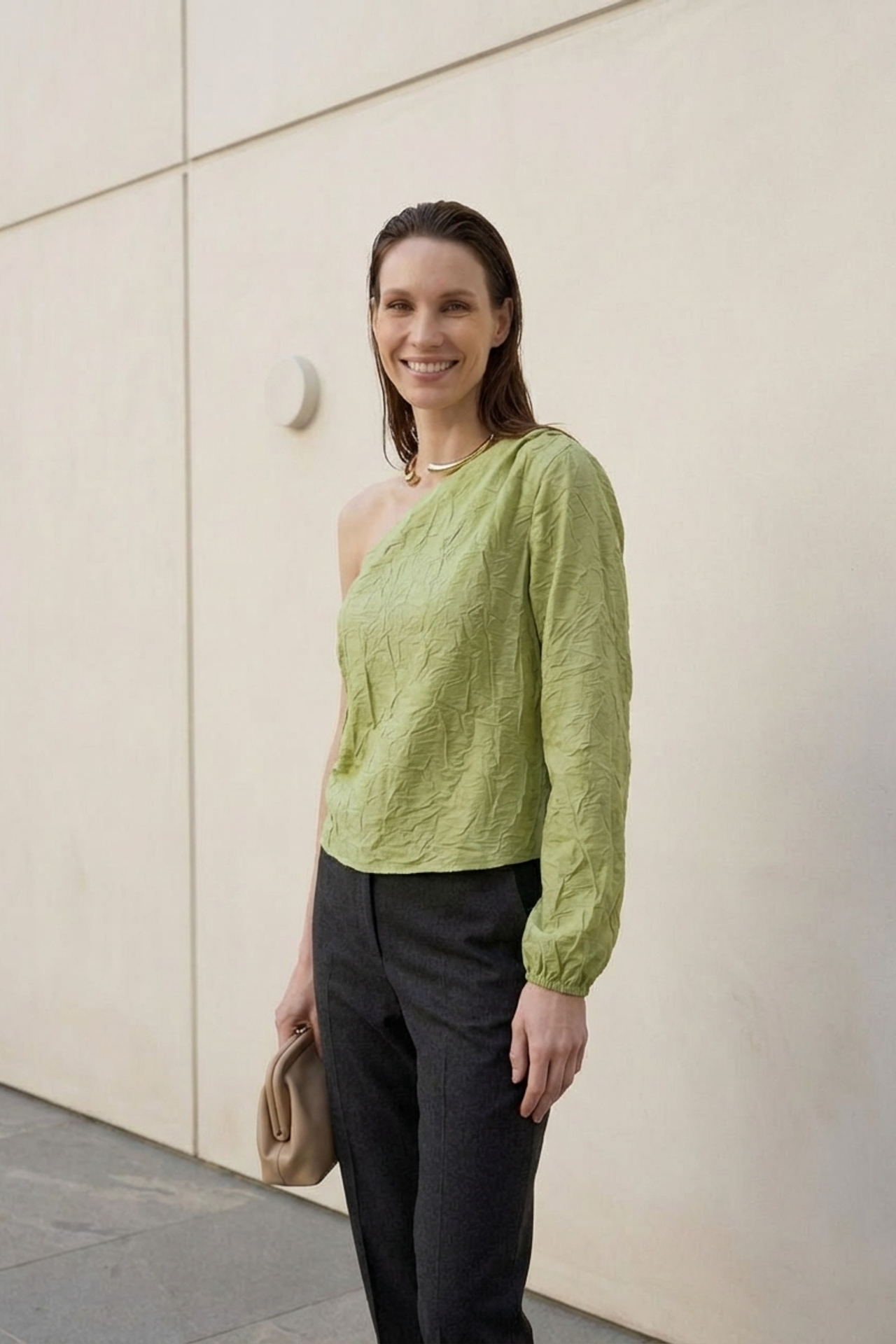 MY FASHION Off-Shoulder Cut-Out Cotton Poplin Blouse 2