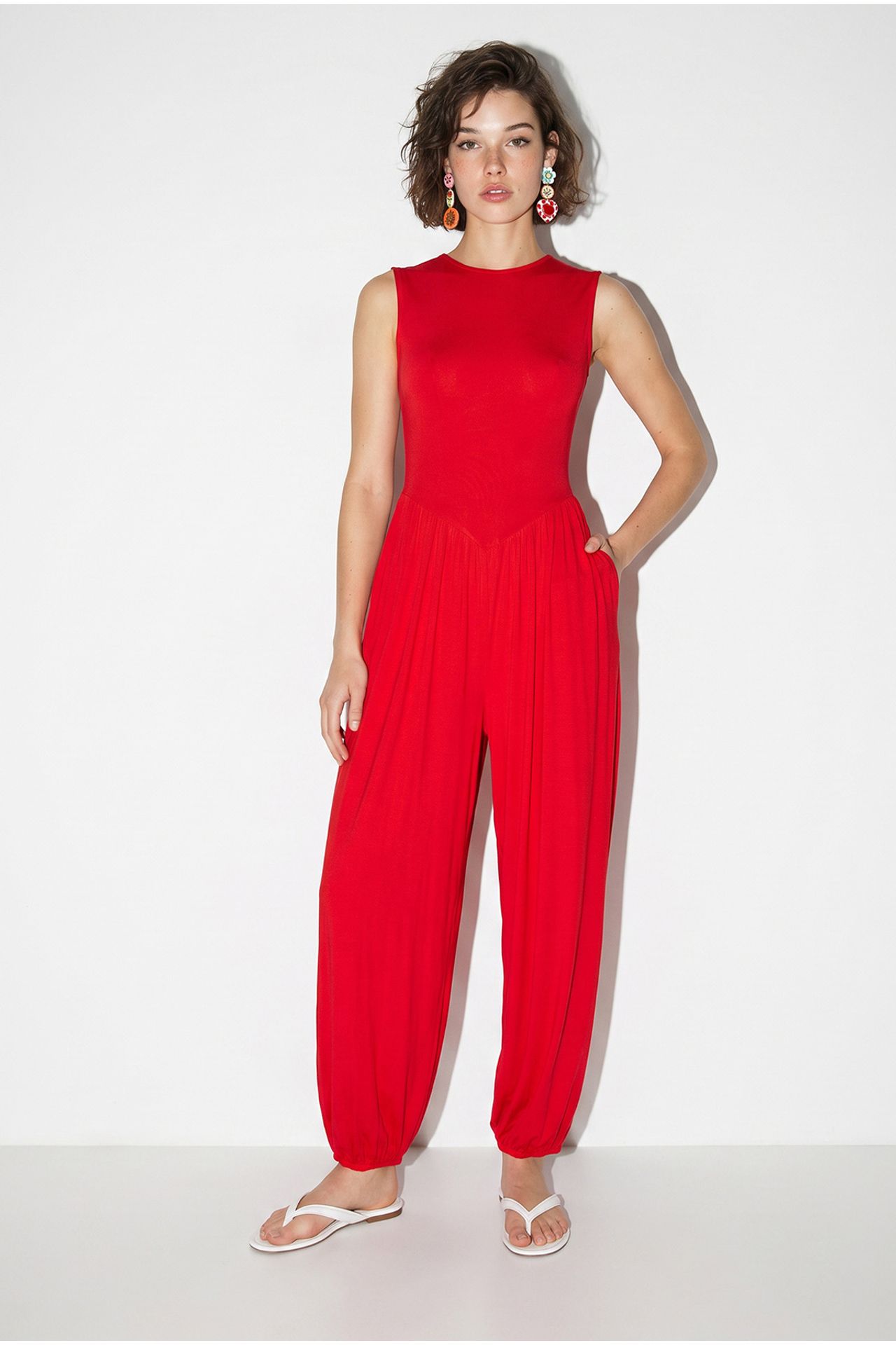 LUCCI Wide-Leg Sleeveless Woven Jumpsuit