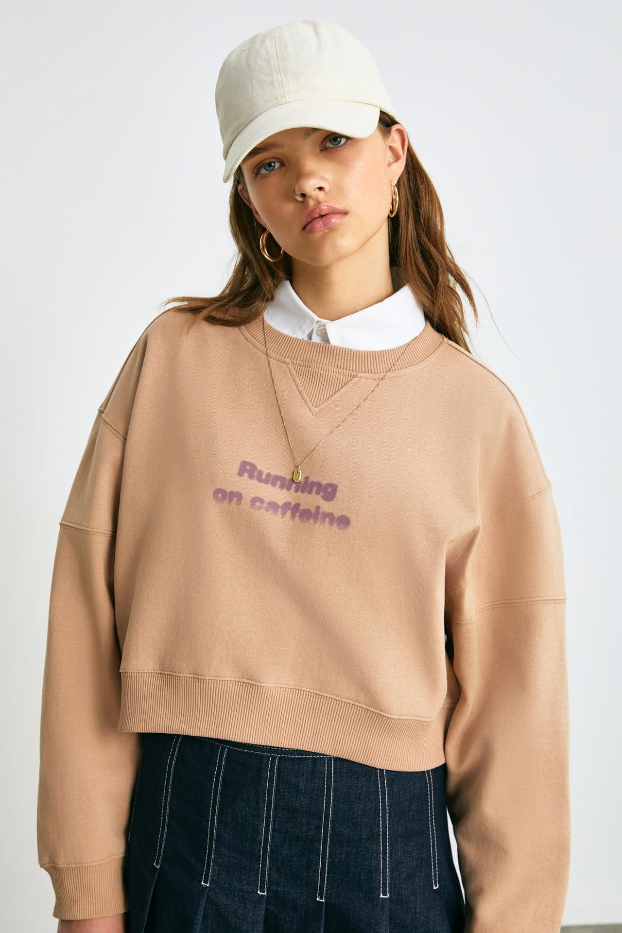 GRIMELANGE Oversized Crop Printed Sweatshirt 1