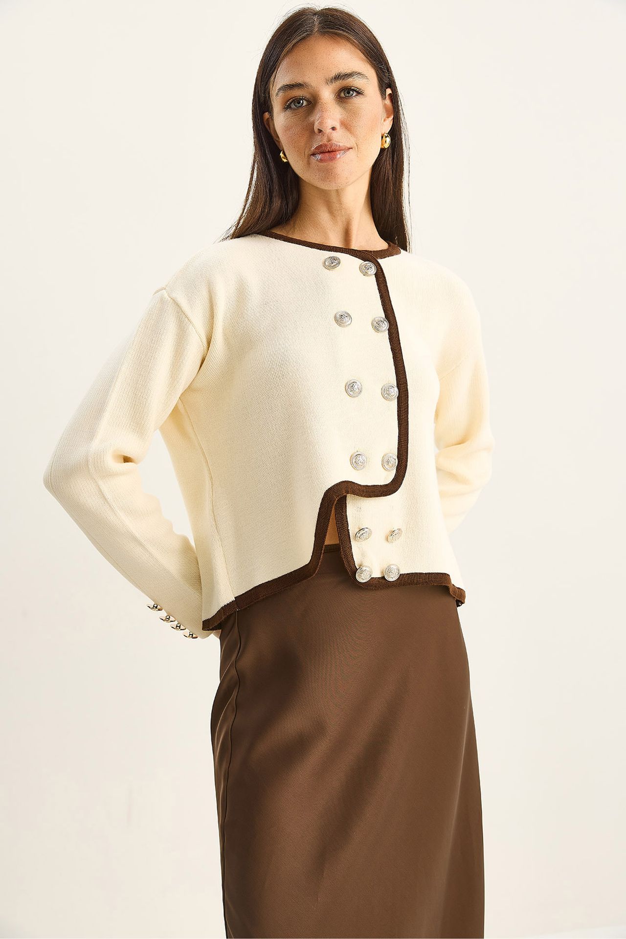LUCCI Ribbed Knit Button-Up Cardigan 5
