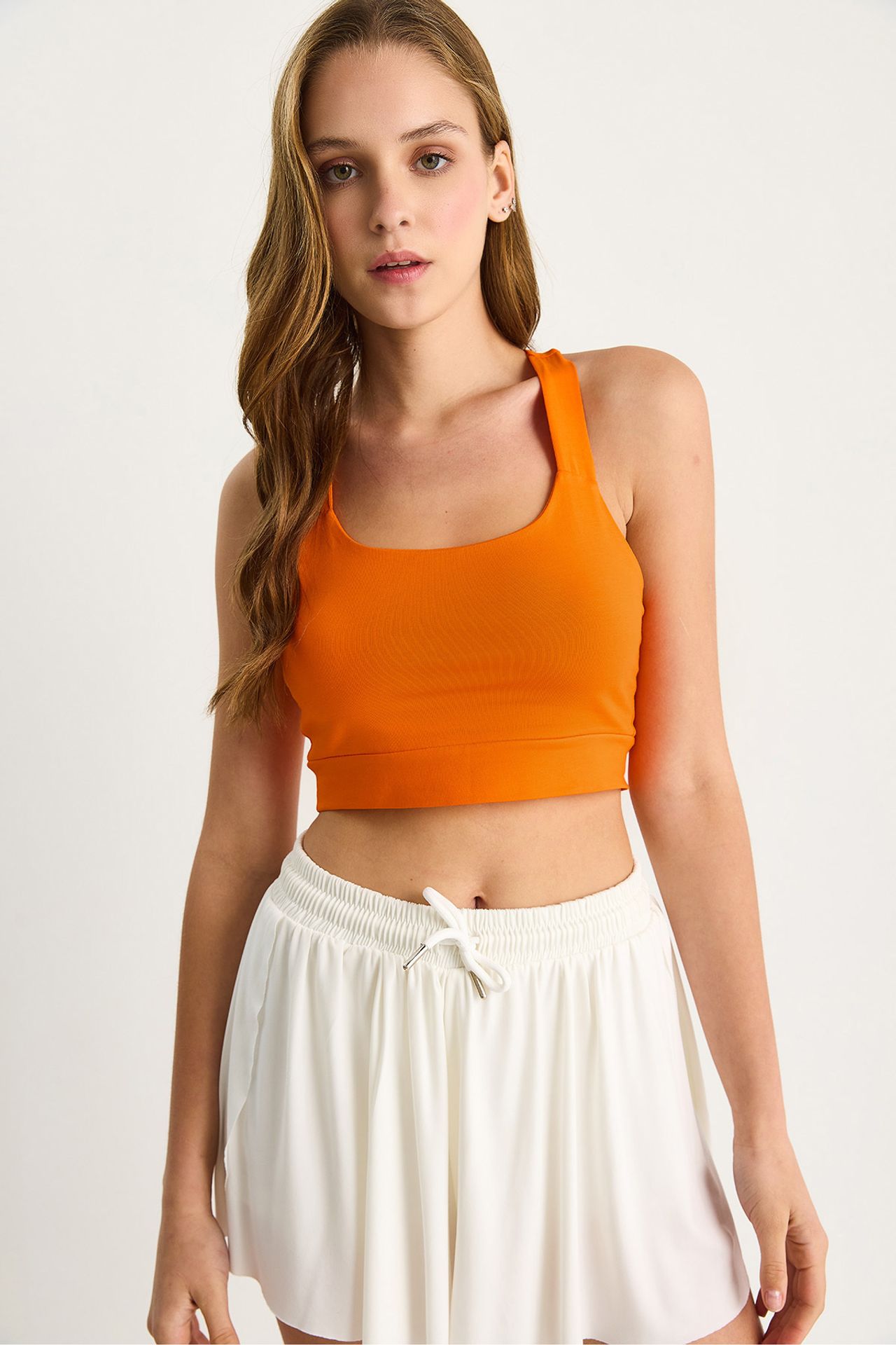 LUCCI Fitted Square Collar Crop Blouse