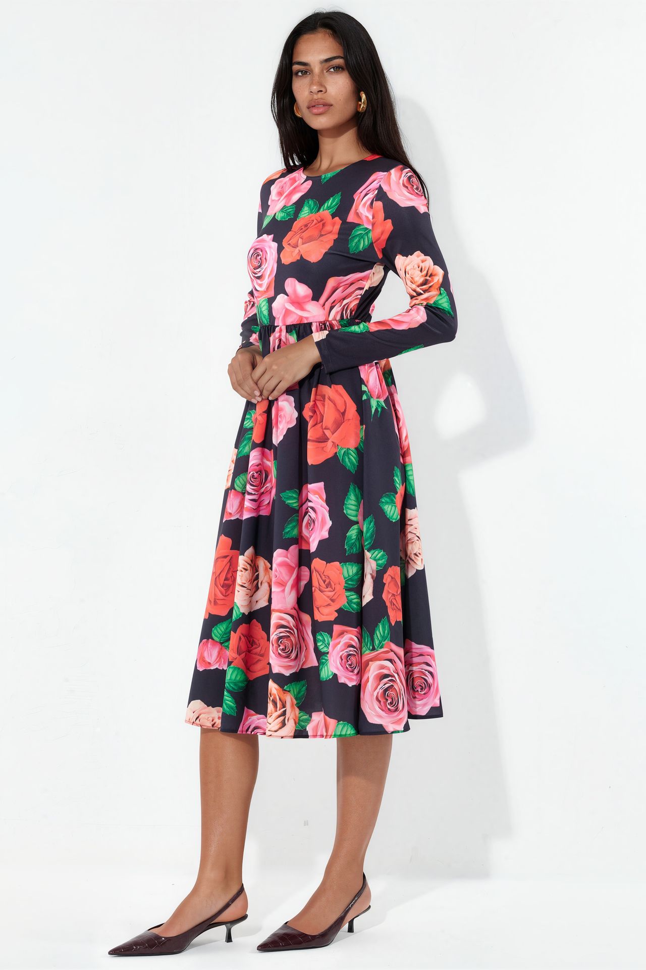 MSN Floral Belted Midi Skater Dress 3