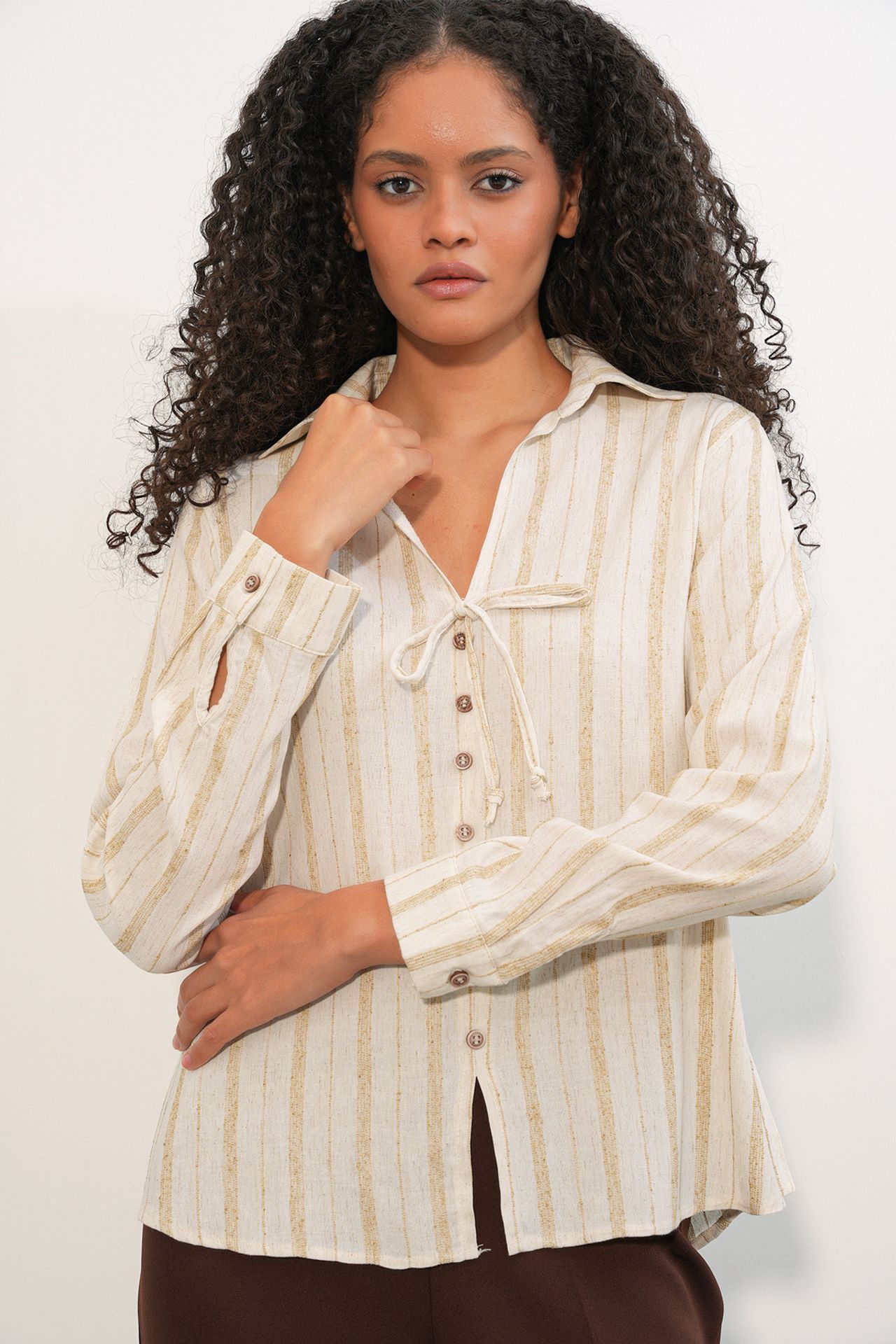 BDART Striped Linen Blend Shirt With Tie Detail 3