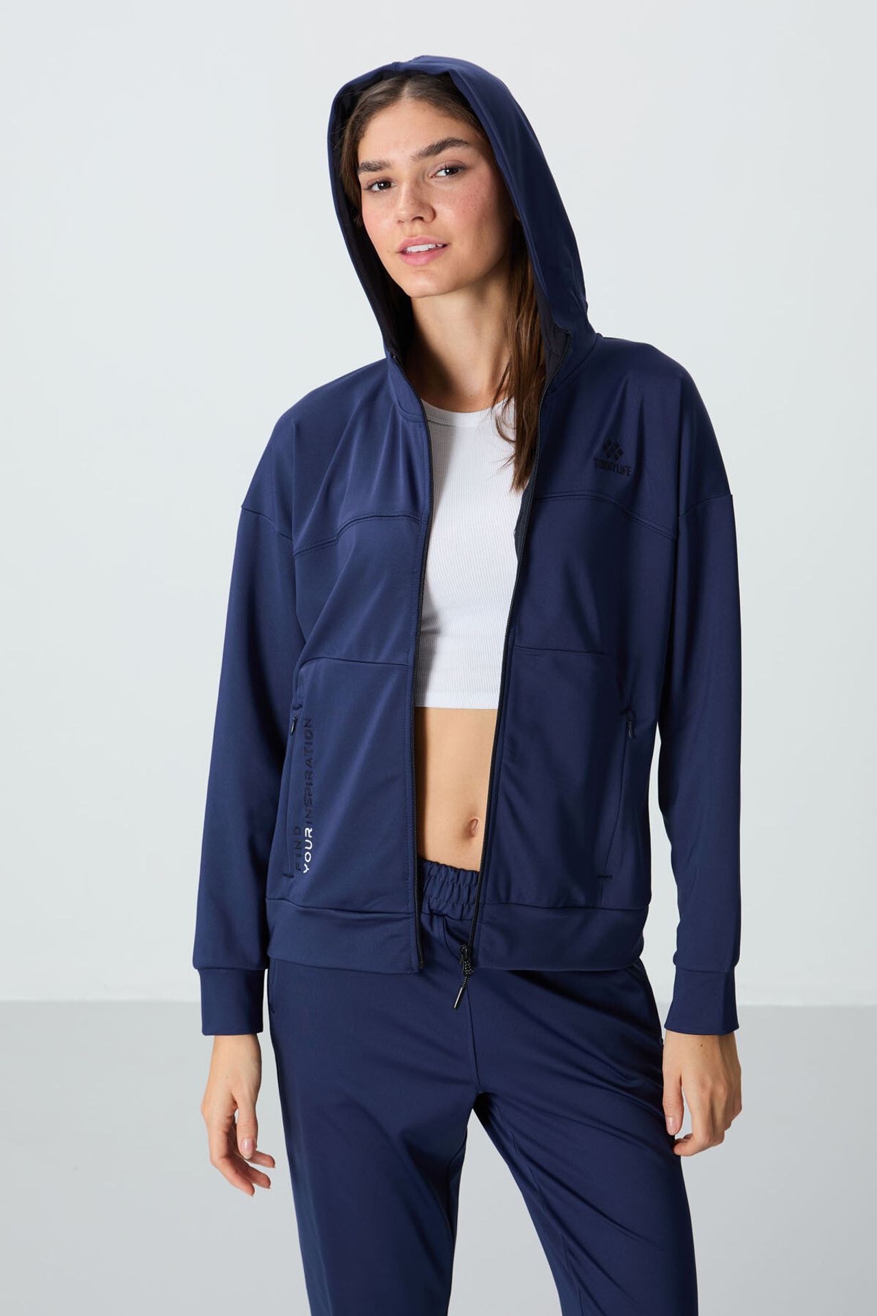 TOMMY Women’s Hooded Zip Sweatshirt And Pants Set 2