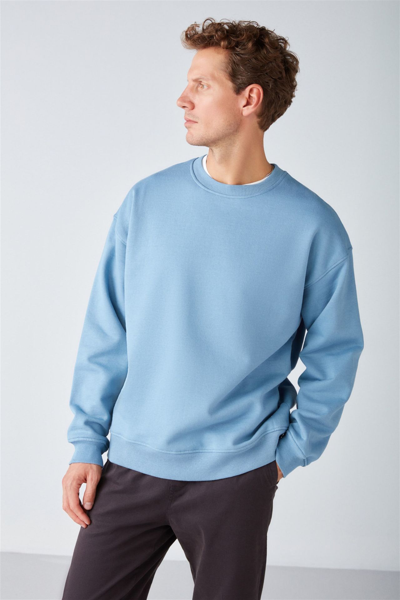 GRIMELANGE Bol Kesim Fitilli Bisiklet Yaka Sweatshirt 5