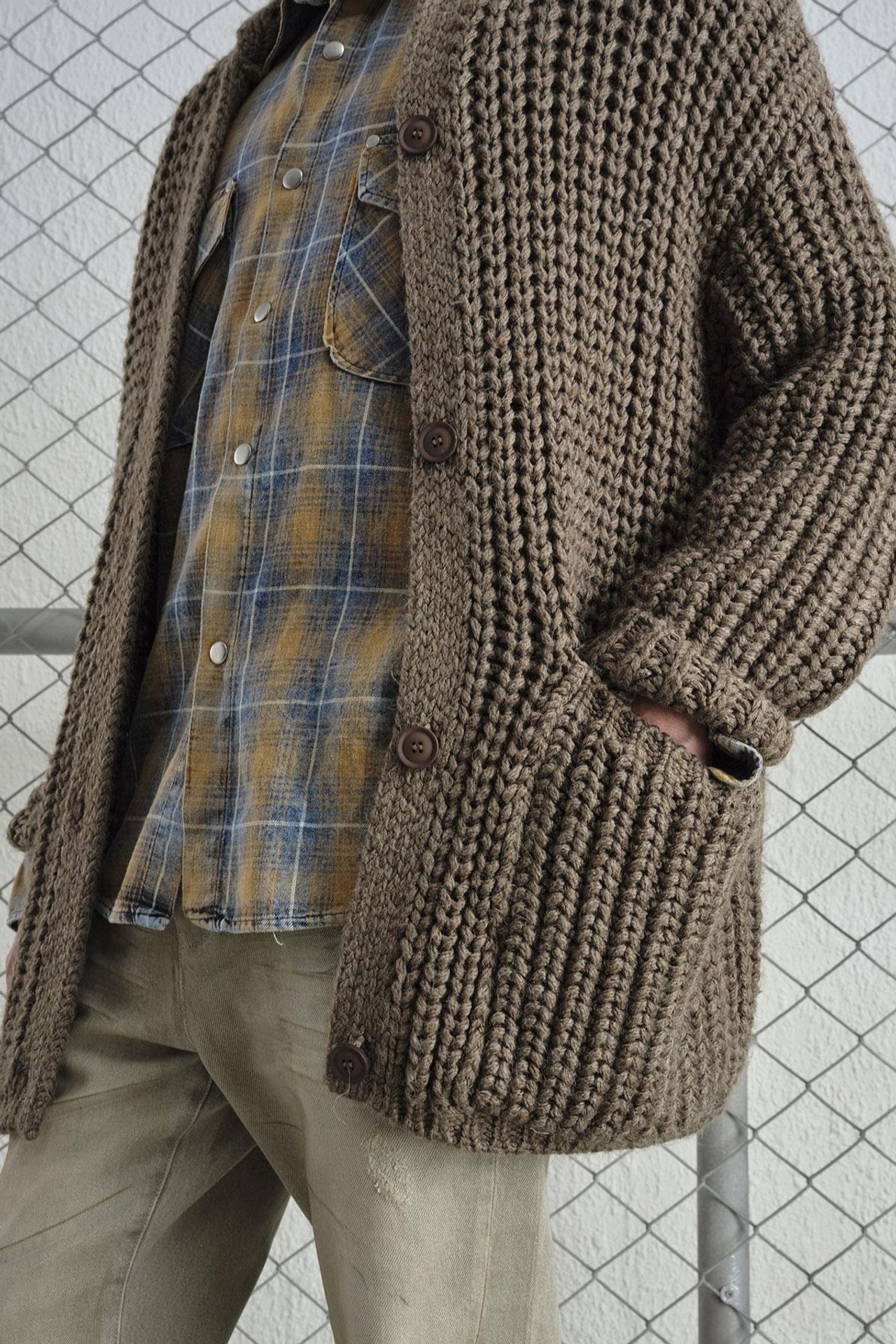 GIESTO Oversized Ribbed Knitwear Cardigan with Turtleneck and Pockets 6