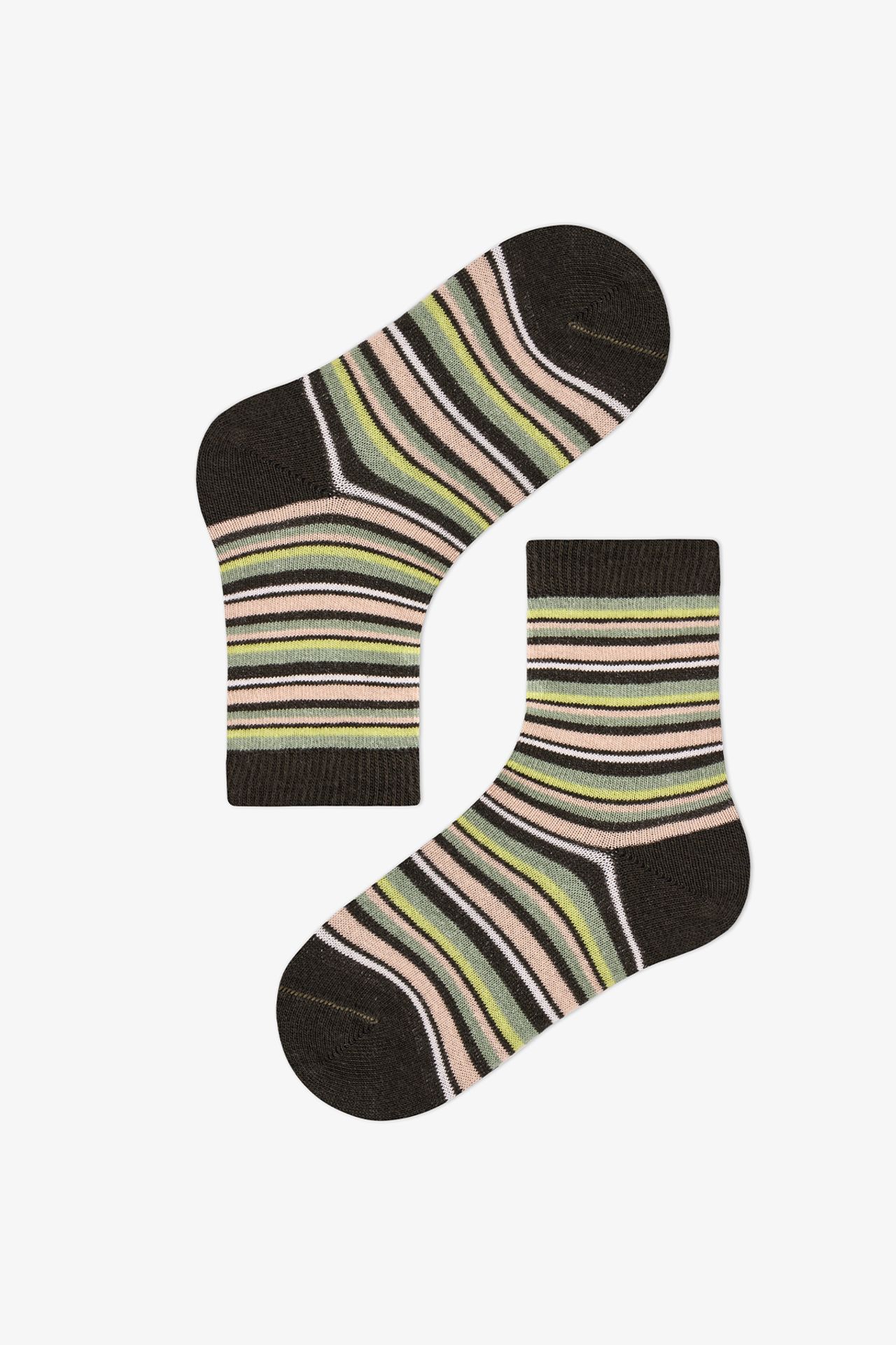 PENTI Boys' Woodland Greens Striped 2-Pack Crew Socks 5