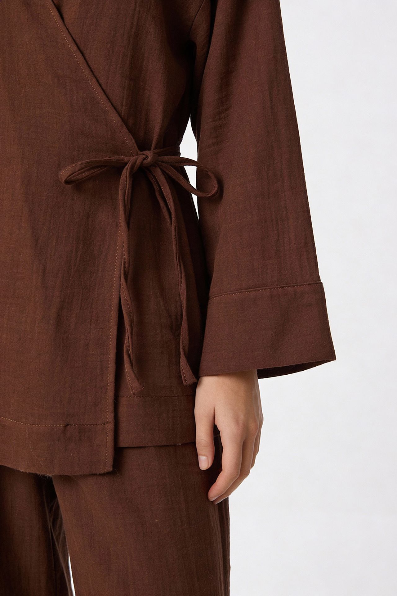ISTANBUL High Waist Wide Leg Pants & V-Neck Tie Detail Blouse Co-ord Set 4