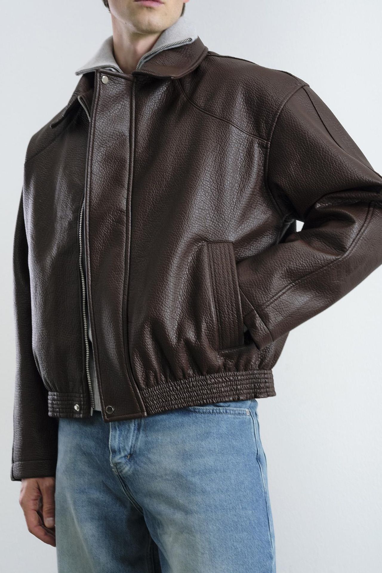 GIESTO Short Faux Leather Zip Jacket 1