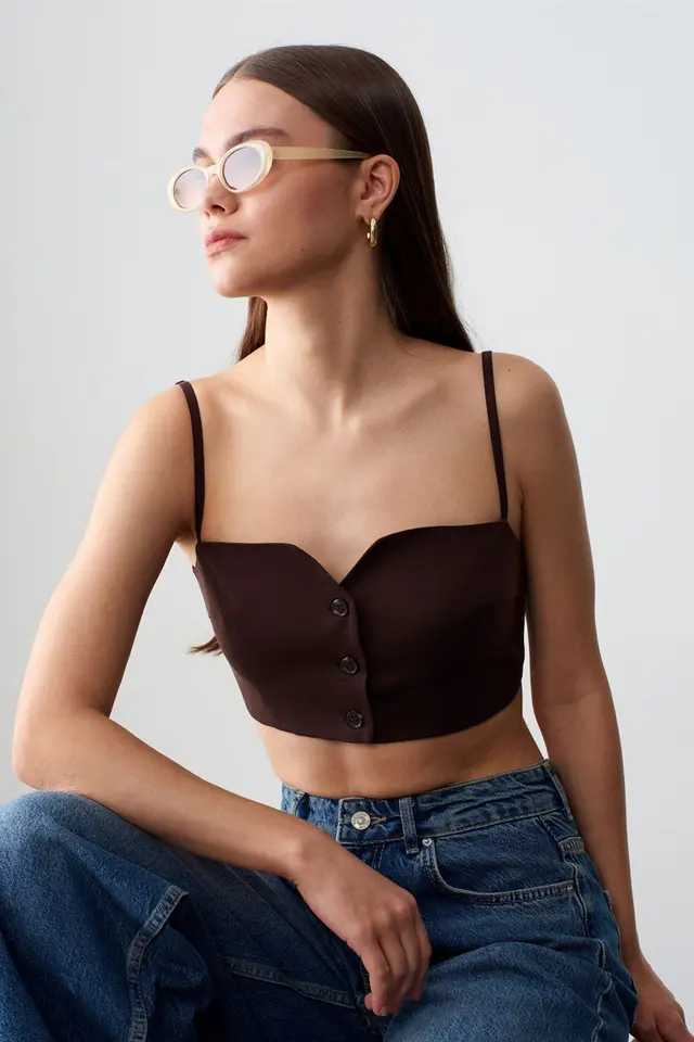 DILVIN Women’s Cropped Fitted Tencel Waistcoat