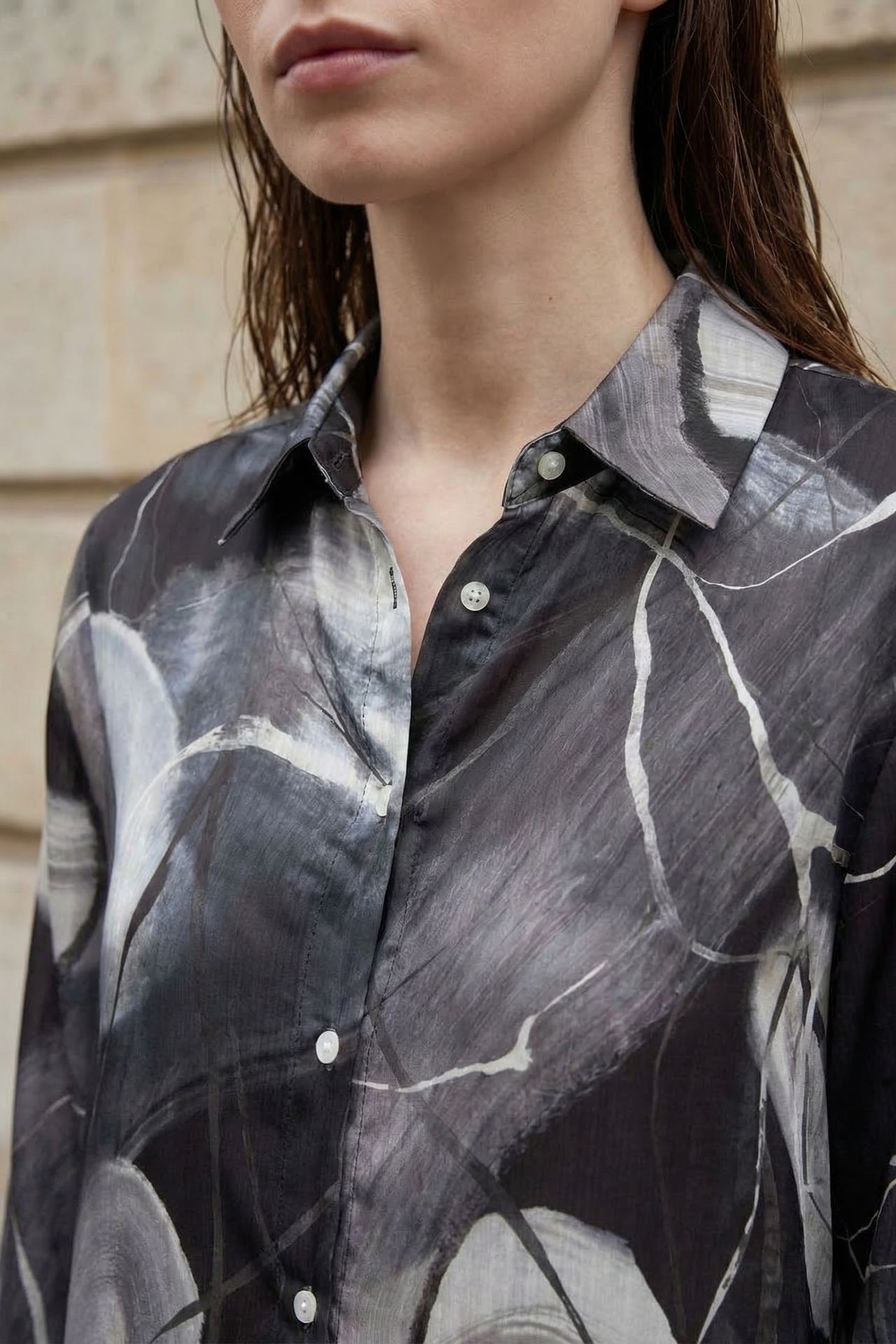 MY FASHION Abstract Print Button-Up Shirt 2