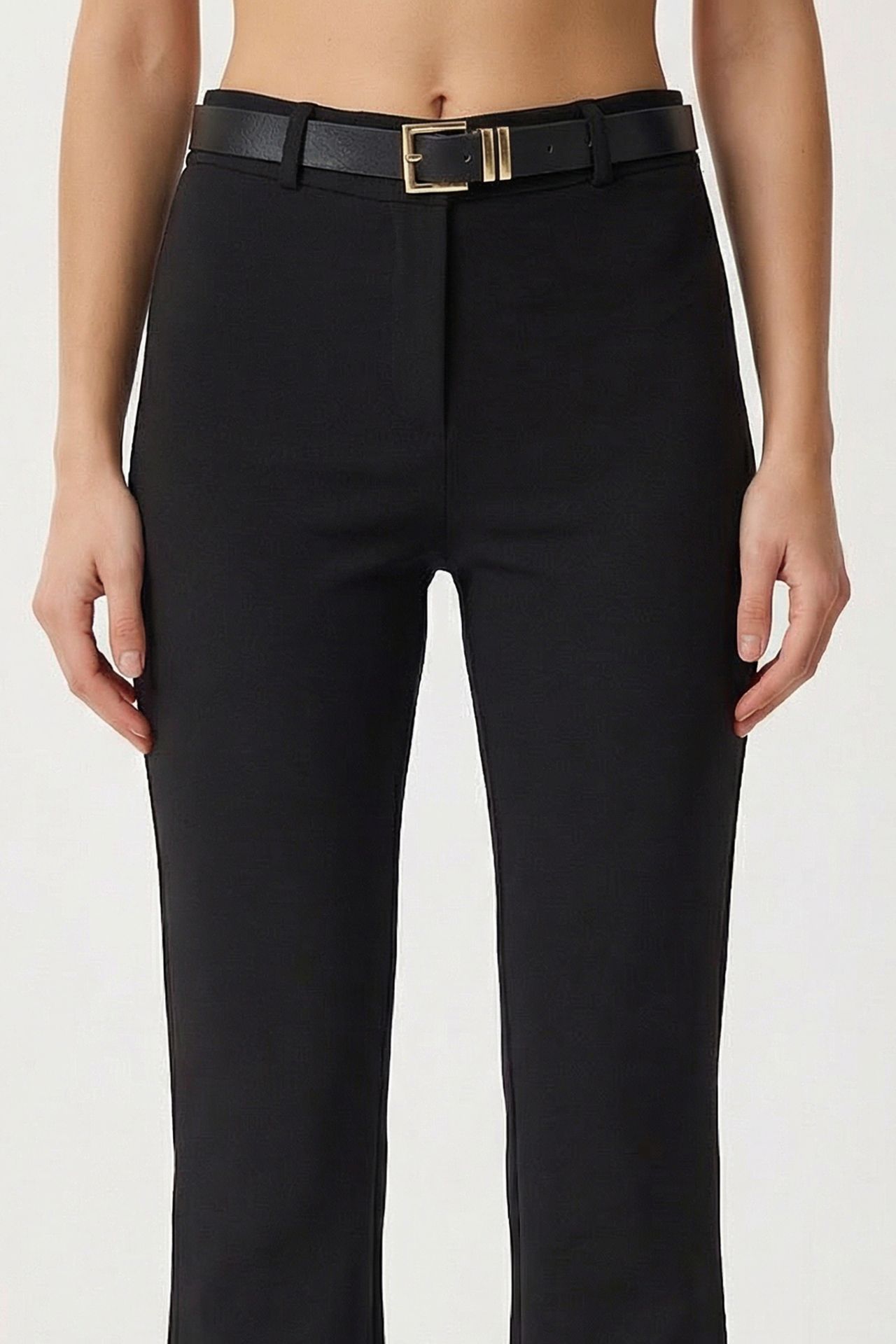 ISTANBUL High Waist Flare Leg Pants with Belt 5