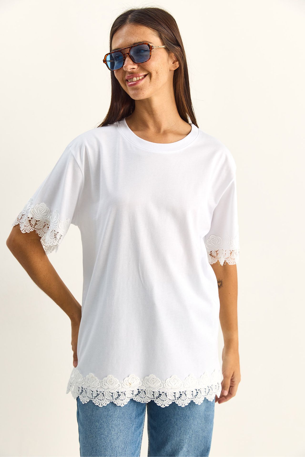 LUCCI Oversized Crew Neck Cotton T-Shirt 5