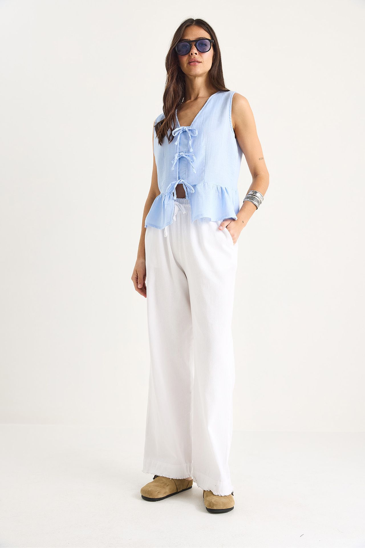 LUCCI Elastic Waist Straight Leg Pants 2