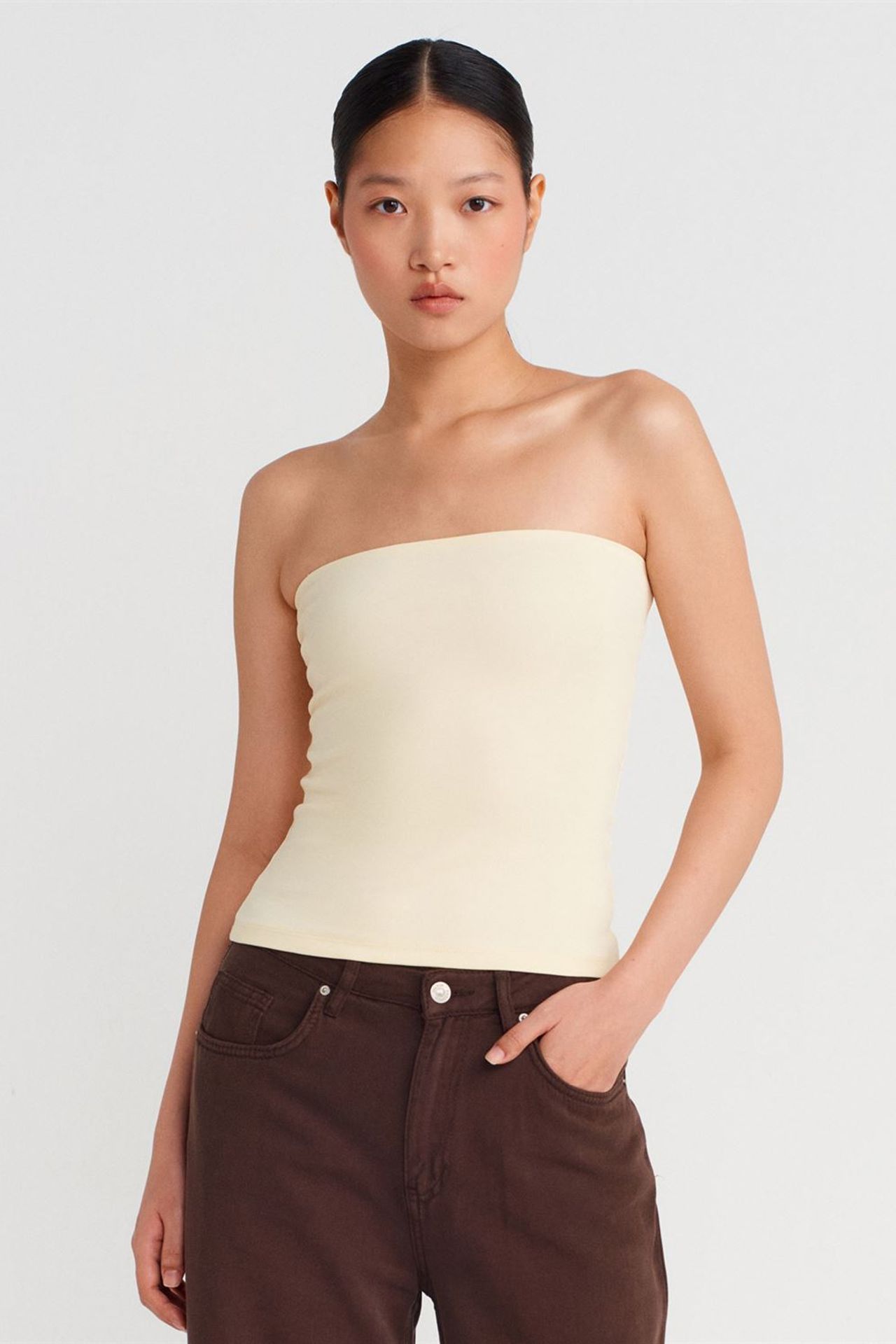 DILVIN Strapless Slim-fit Jersey Blouse 1