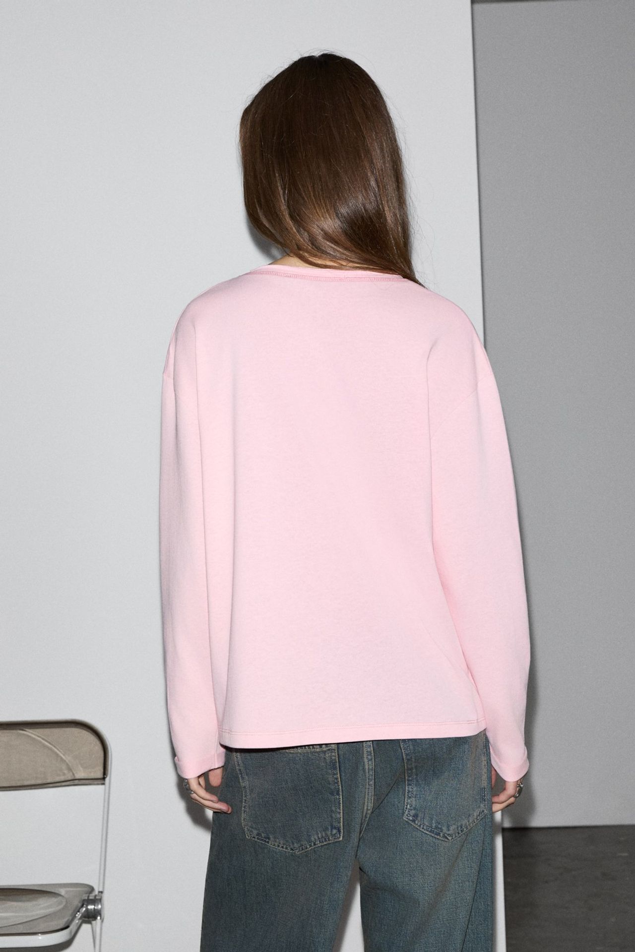 GRIMELANGE Oversized V-Neck Long Sleeve Blouse 6