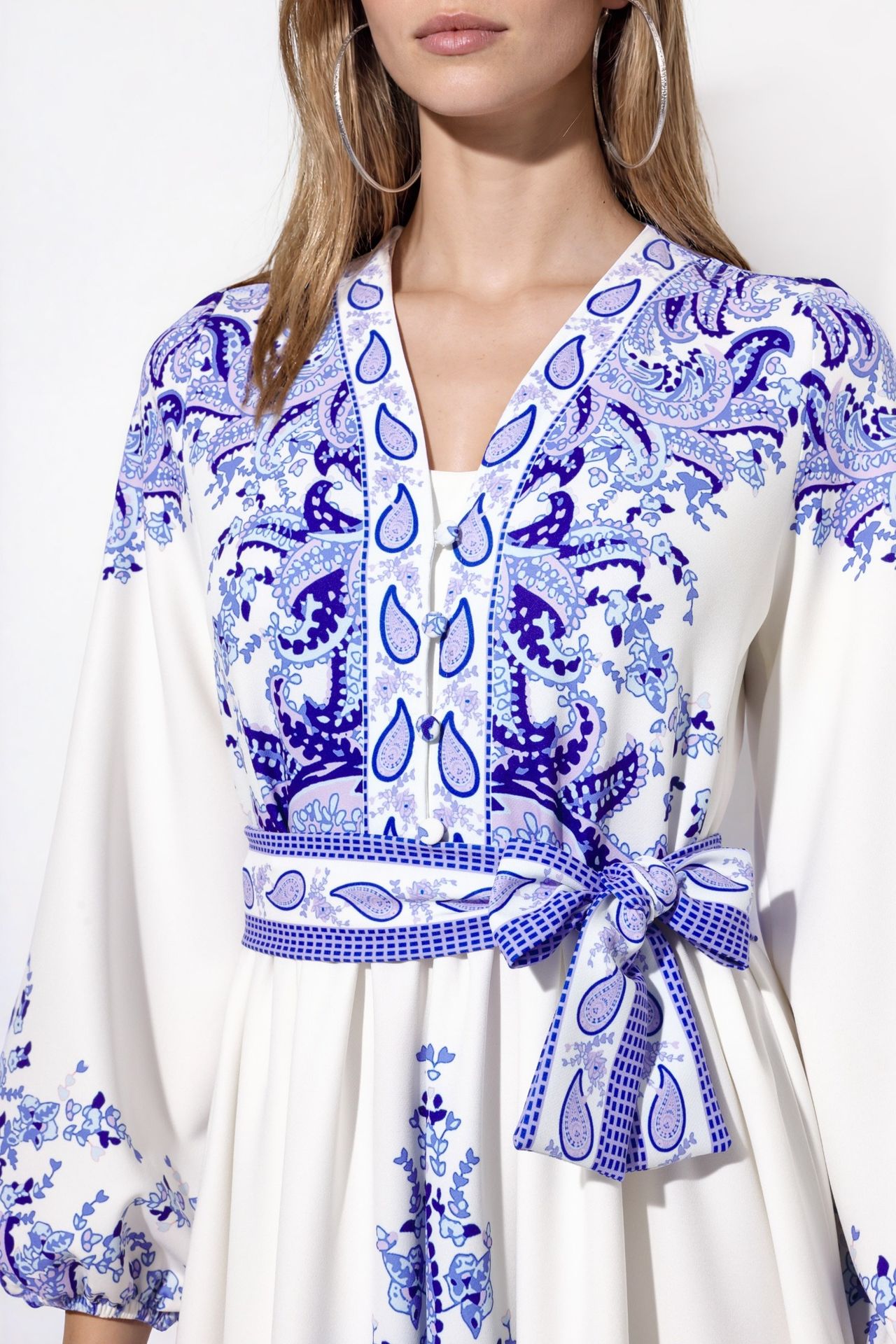 MSN Paisley A-line Maxi Dress With Tie Belt 4