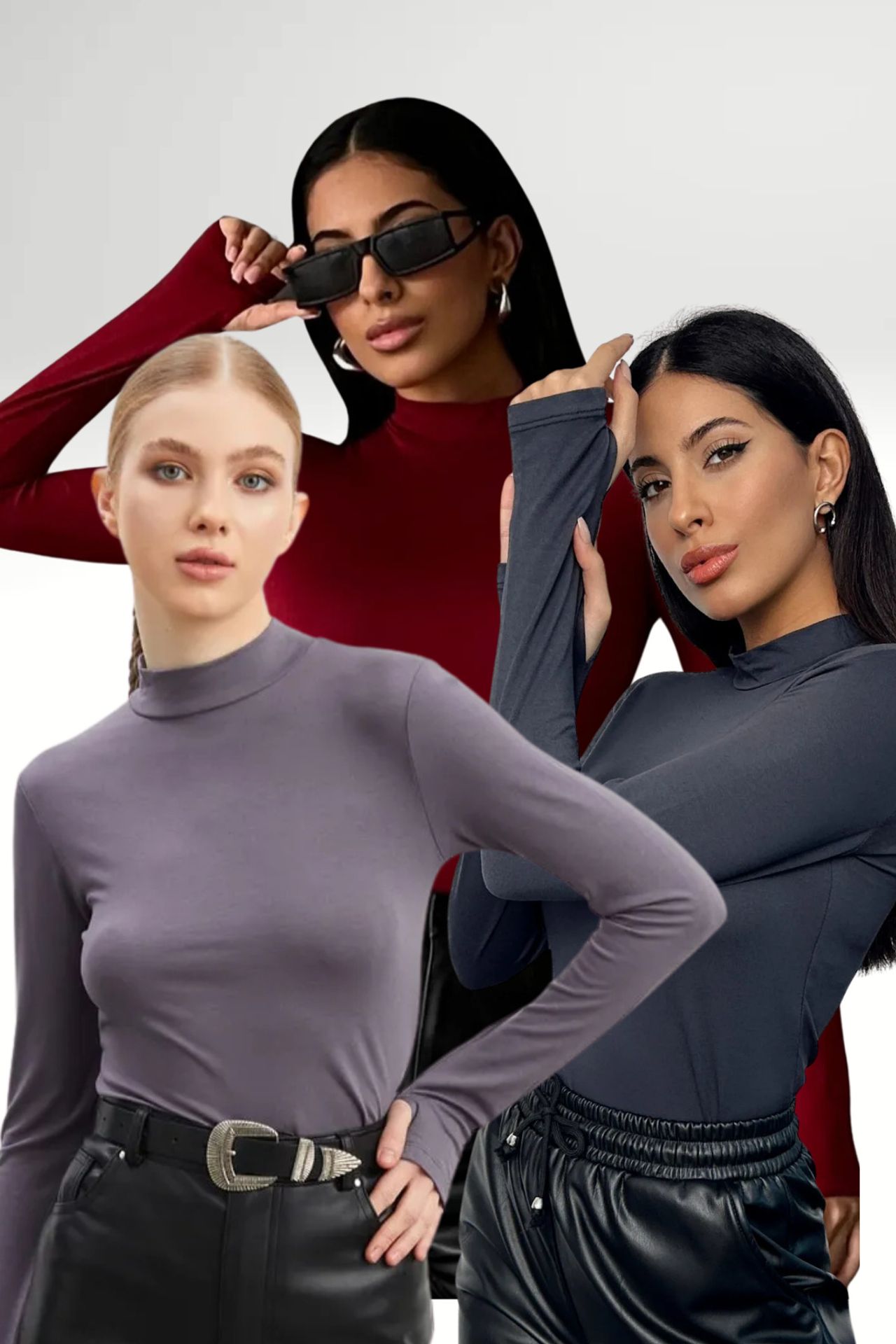 BIPANTOLON Kadın 3'lü Dar Kalıp Yarım Balıkçı Yaka Body 1