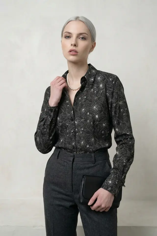 MY FASHION Abstract Print Button-Up Shirt