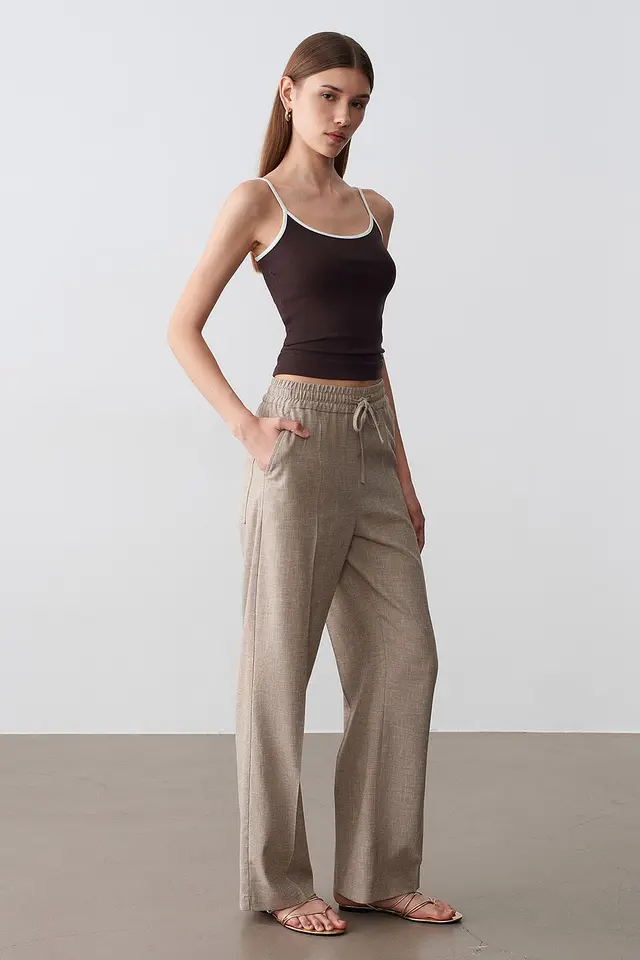 DILVIN Wide-Leg Poplin Lounge Trousers