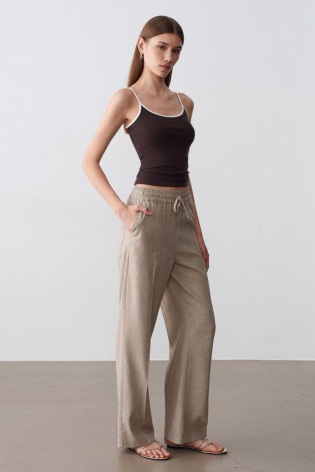 DILVIN Wide-Leg Poplin Lounge Trousers