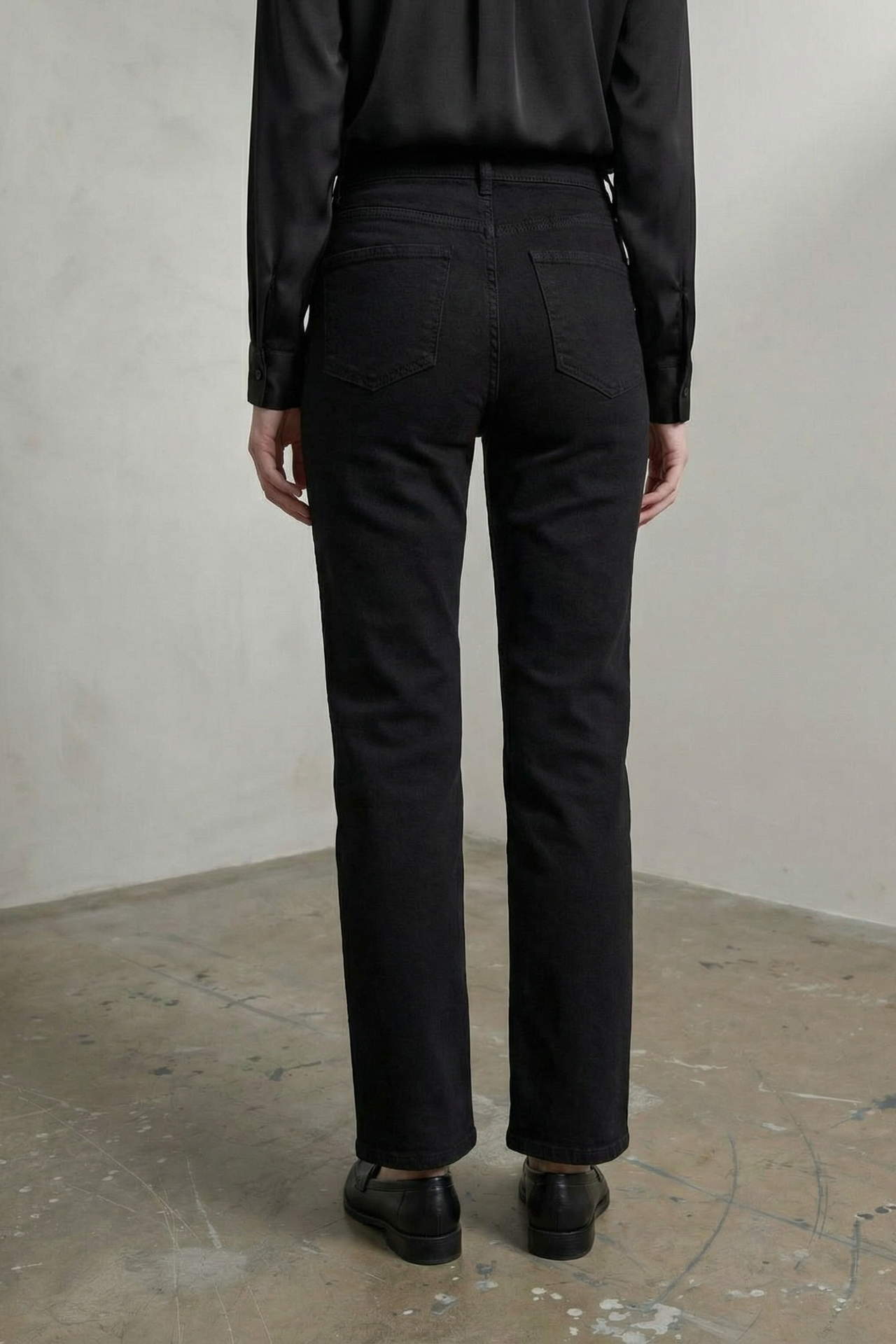 MY FASHION High Waist Denim Straight Leg Pants with Pockets 4
