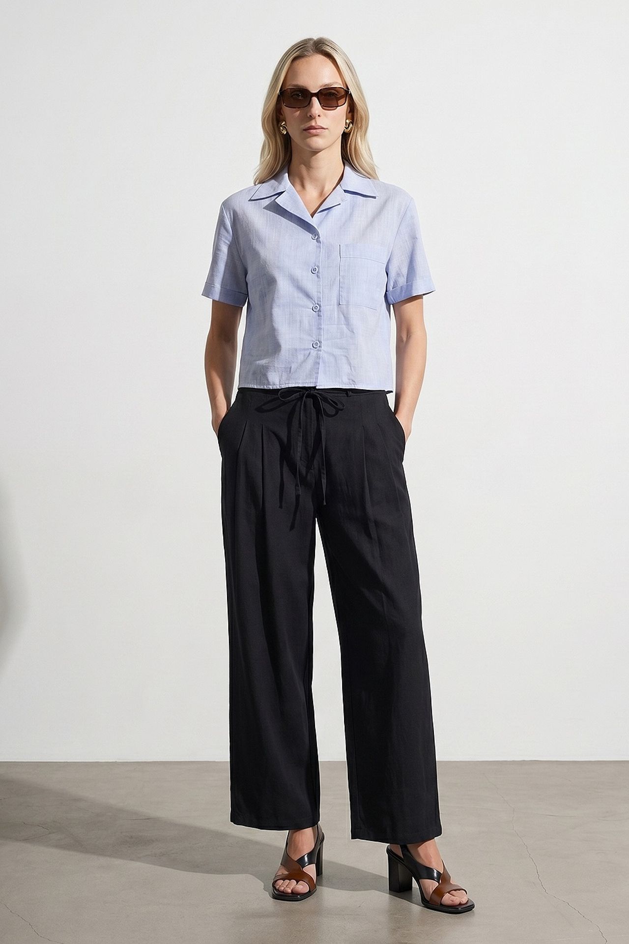 DILVIN Women's Cotton Poplin Crop Shirt 5