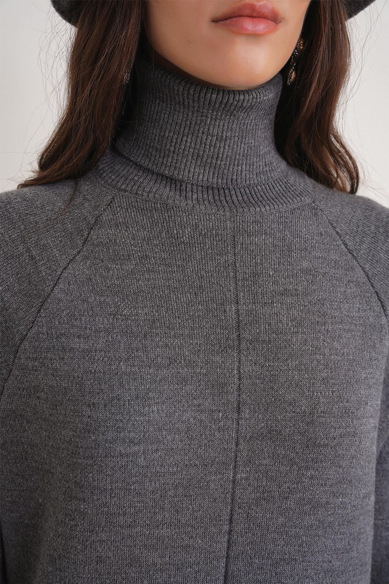 MIXRAY Turtleneck Knit Maxi Dress with Slit 6