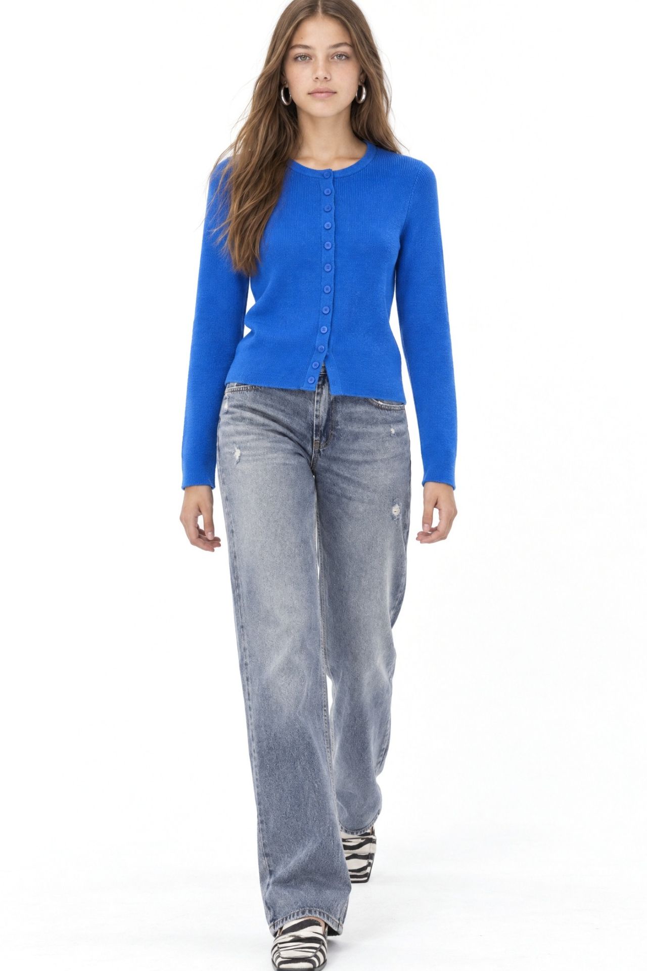 Mixray Buttoned Slim Fit Ribbed Knit Cardigan 2