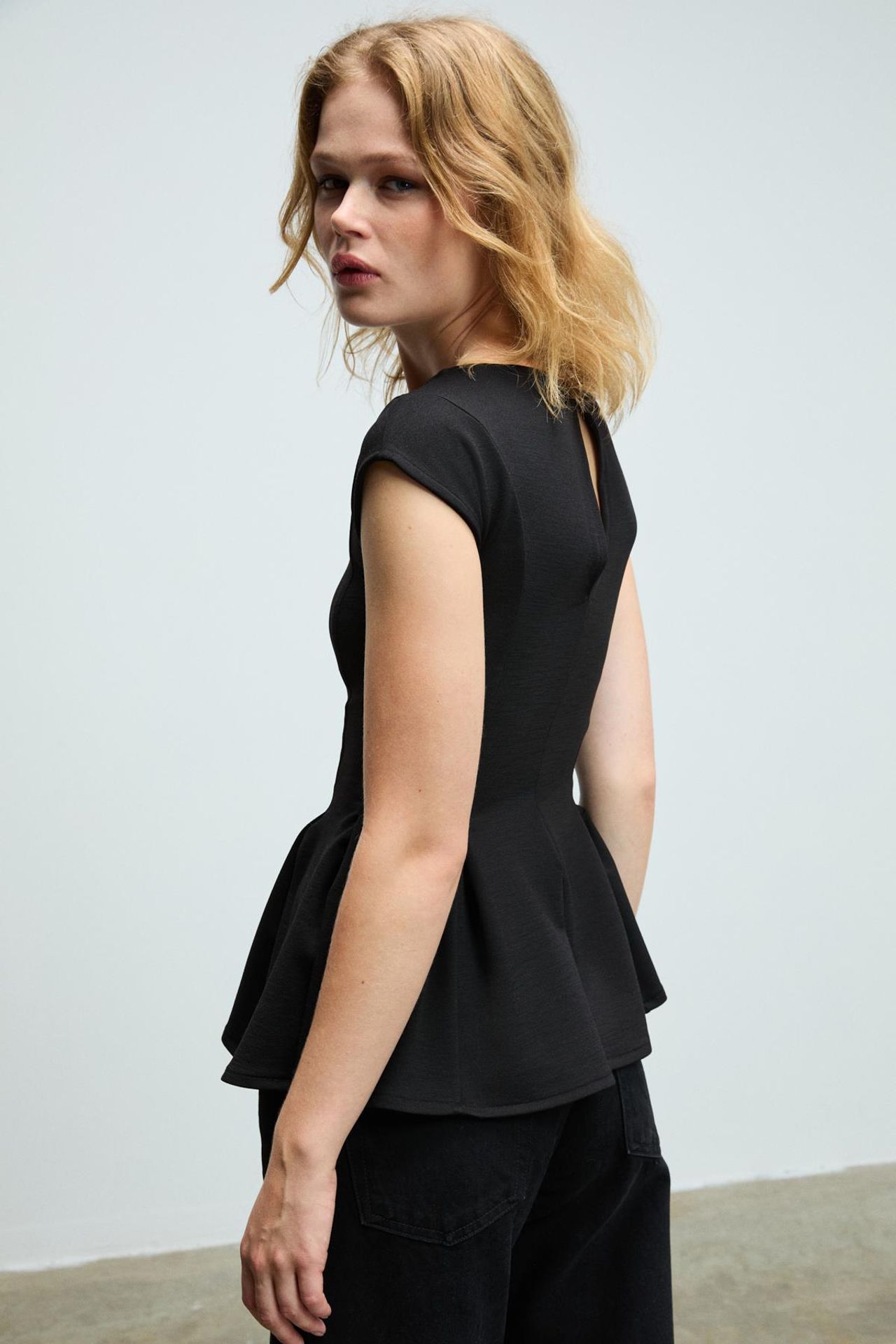 GRIMELANGE Fitted Peplum Button Blouse 5