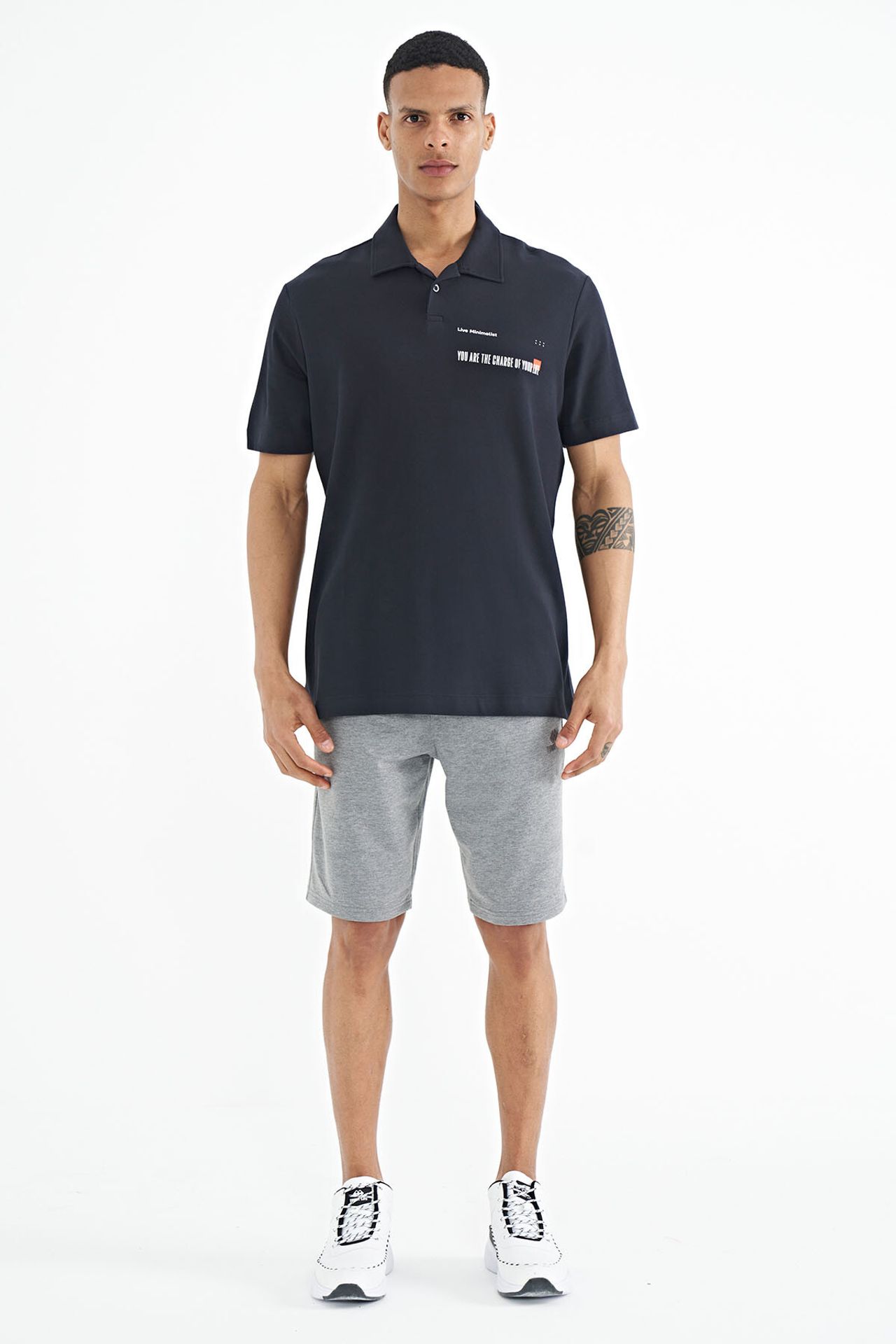 TOMMY Men's Cotton Polo T-Shirt With Text Print 2