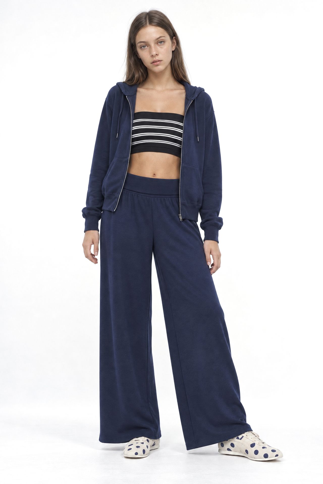 BUSEM Mid-Waist Wide-Leg Knit Joggers 4