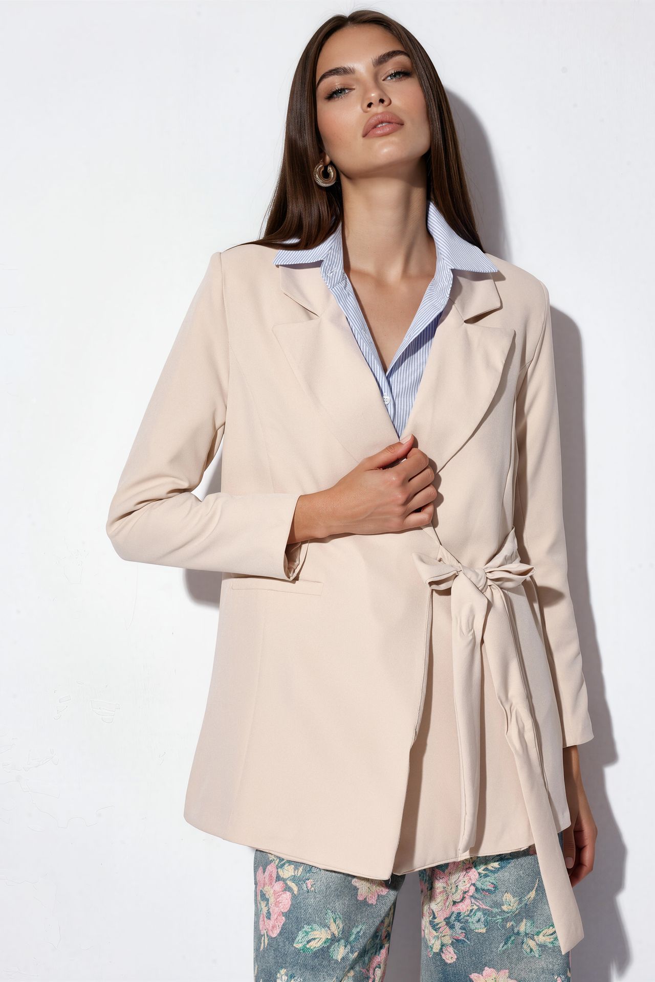 BDART Long Tie Closure Shawl Collar Blazer 1