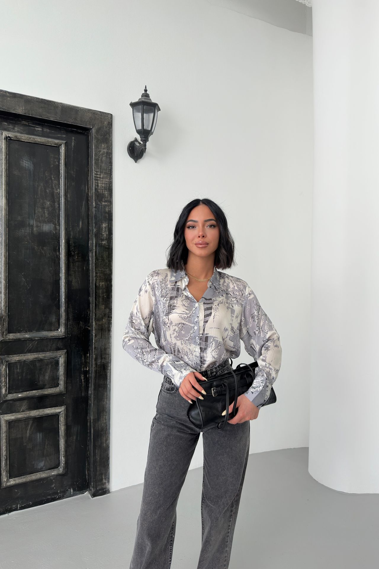 MY FASHION Abstract Print Long Sleeve Button-Up Shirt 4