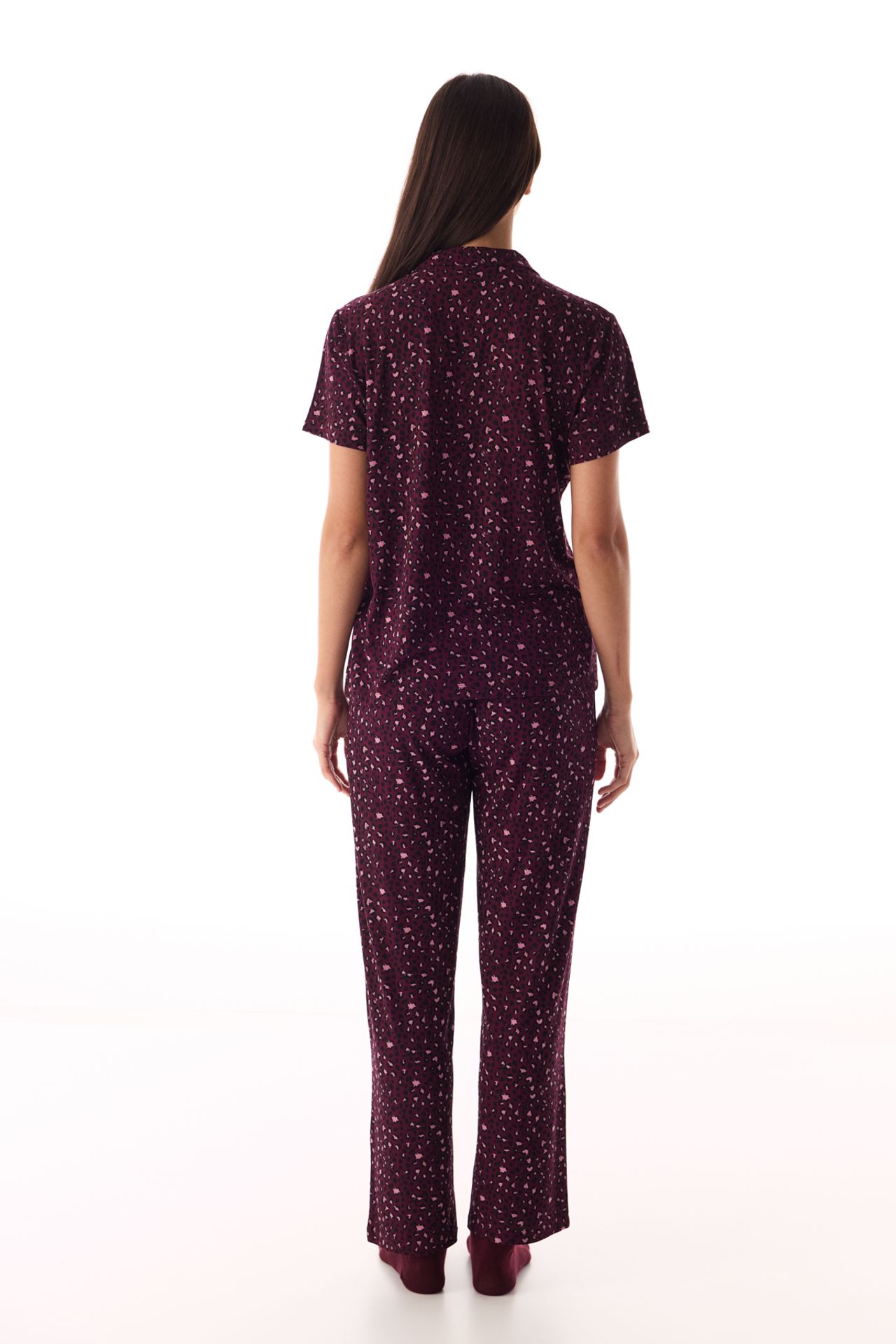 PENTI Leopard Ribbed Short-Sleeve Shirt Trousers Pyjama Set 4