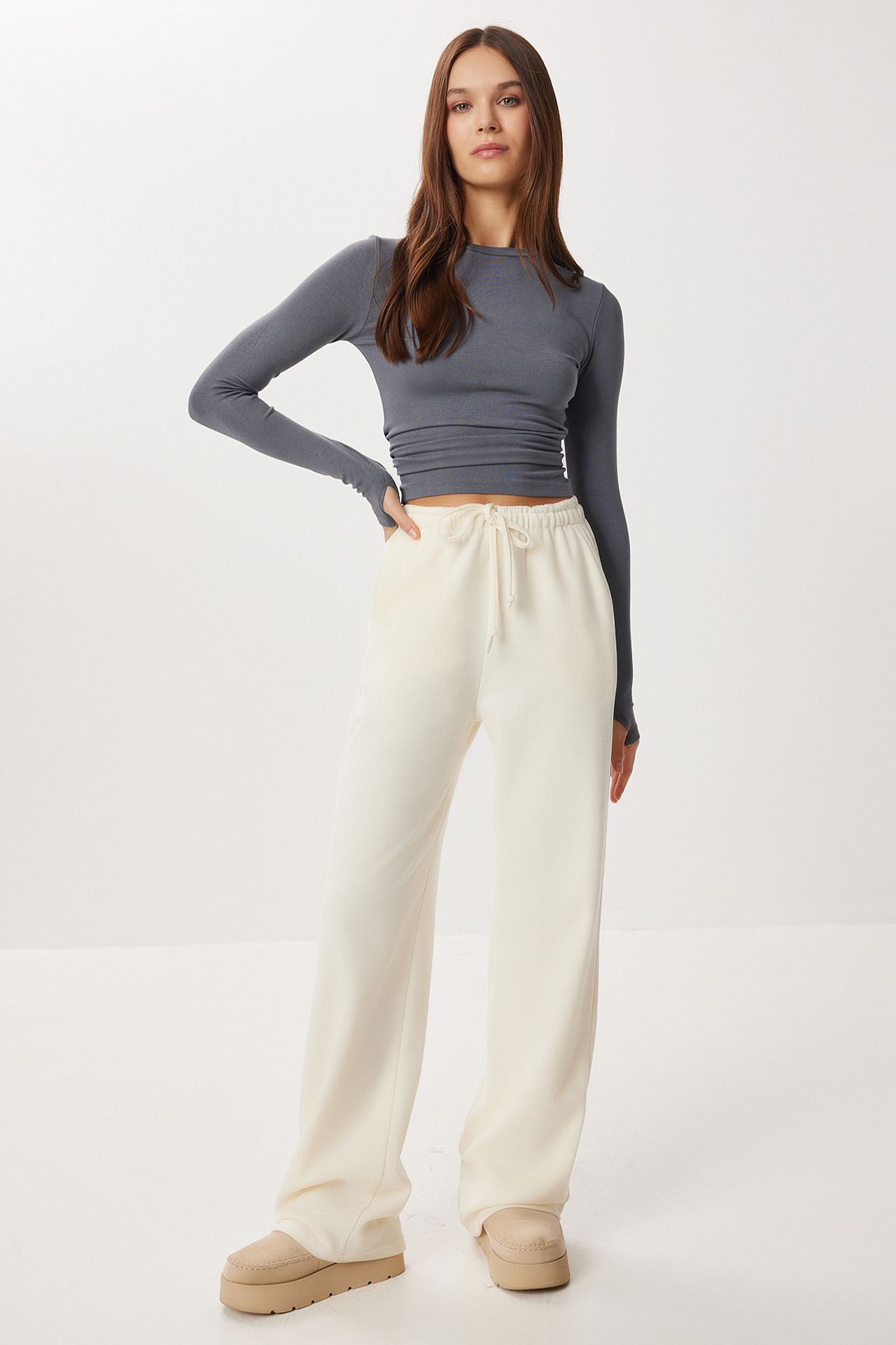 ISTANBUL Wide Leg Jogger Pants with Drawstring Closure 1