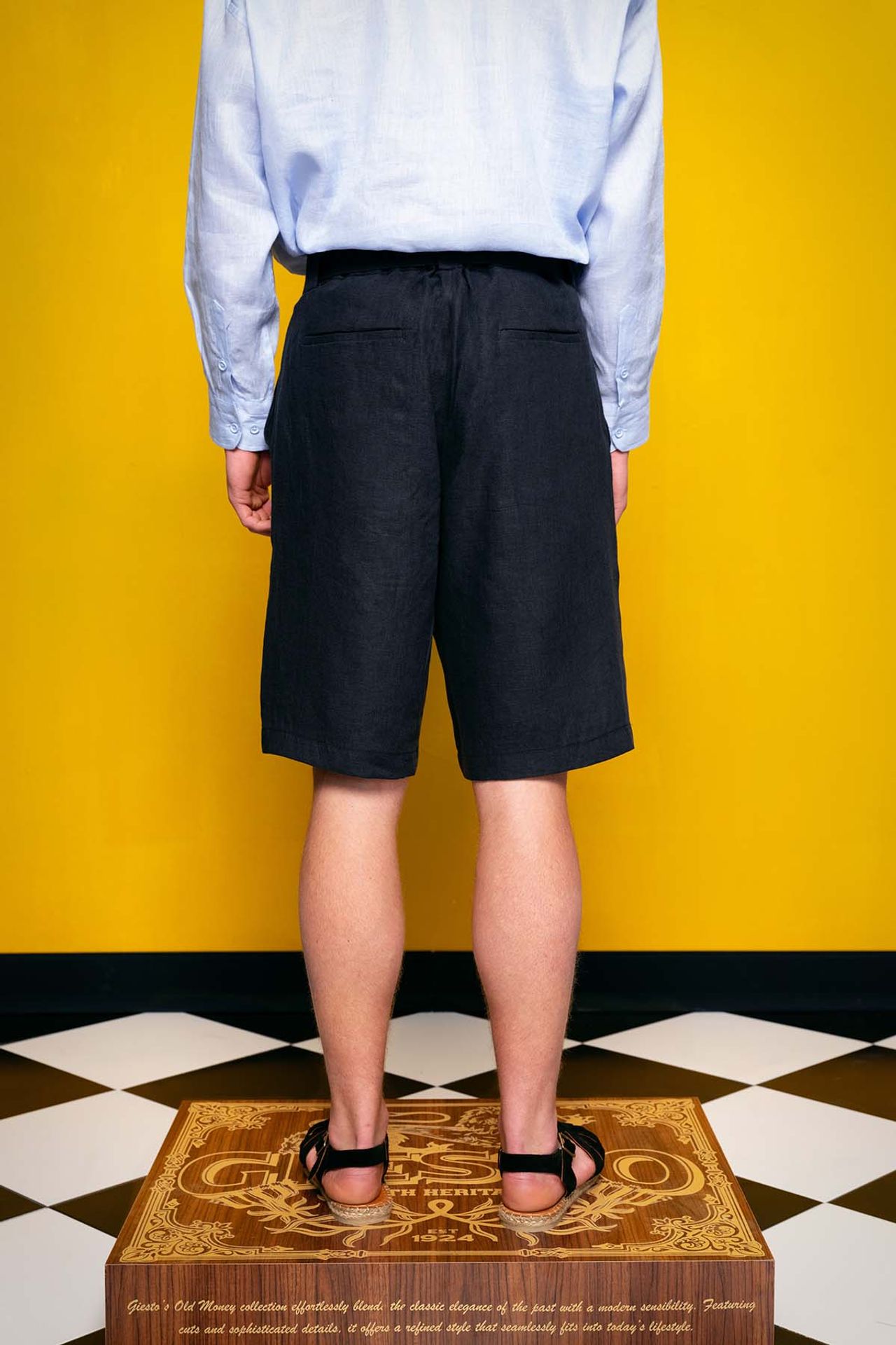 GIESTO Belted Wide Leg Linen Shorts 3