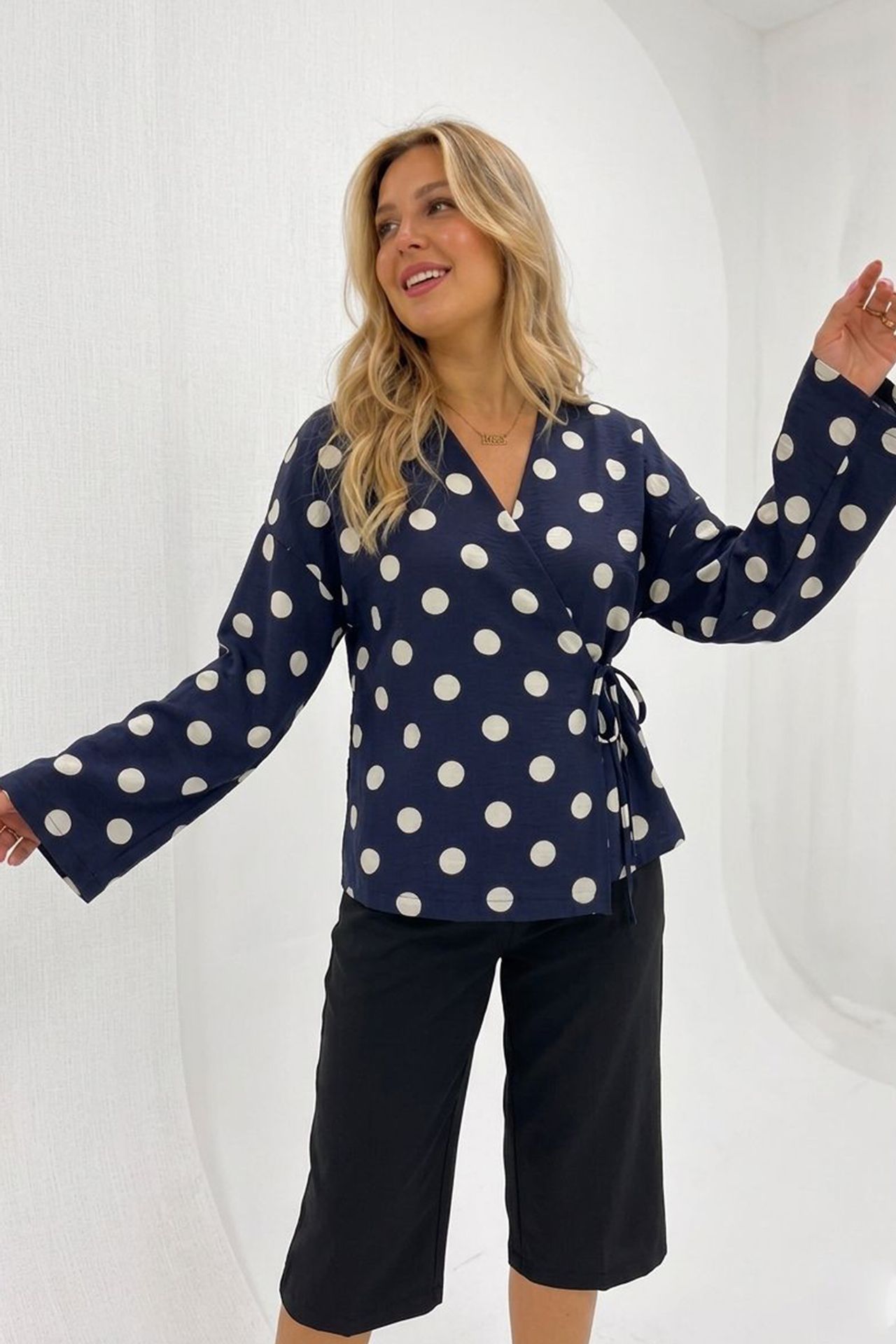 BDART Polka Dot Wrap Blouse With Tie Detail 1