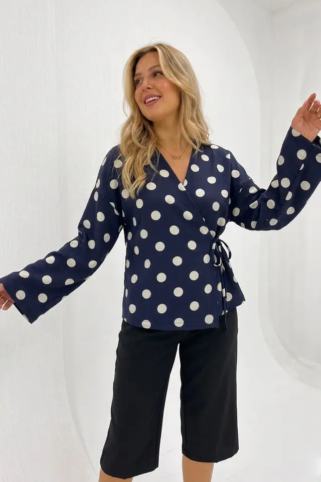 BDART Polka Dot Wrap Blouse With Tie Detail