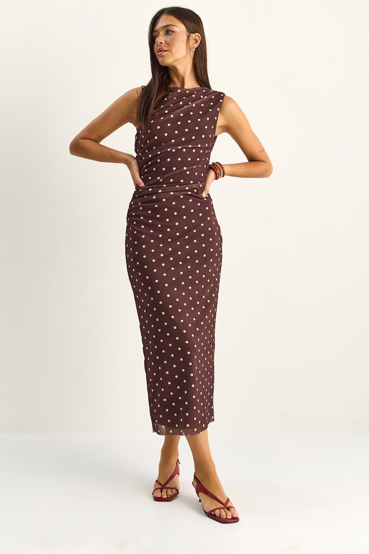 LUCCI Polka Dot Bodycon Midi Dress 1