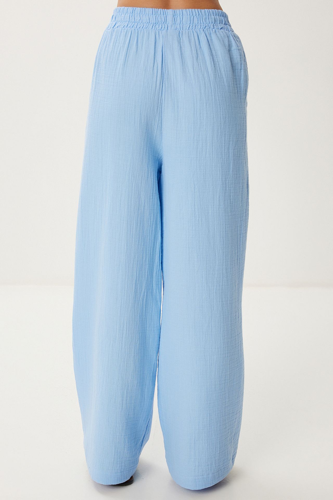 ISTANBUL Wide Leg Drawstring Waist Pants with Binding Detail 6
