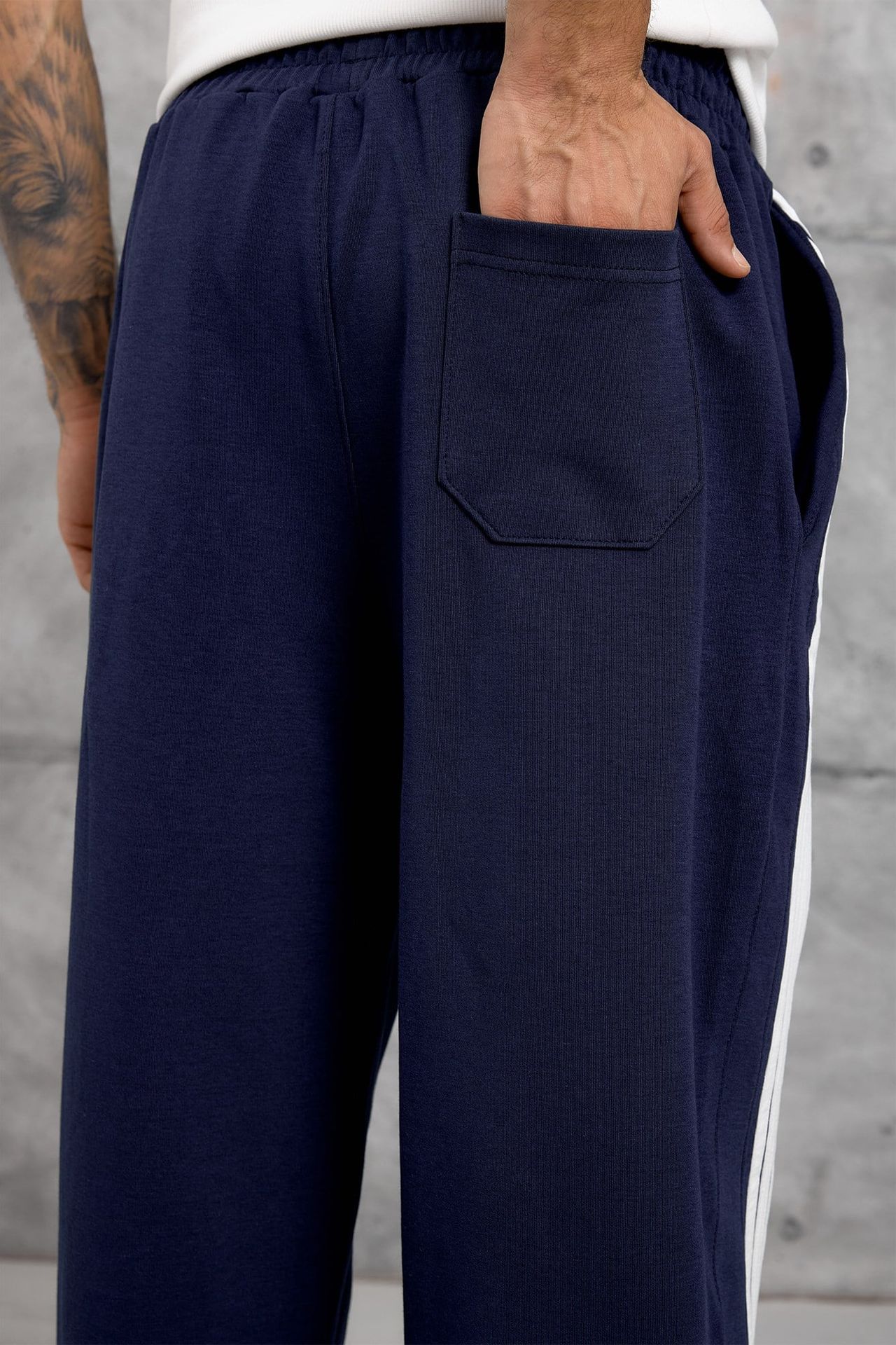 NOMARC Çizgili Geniş Paça Büzme İpli Jogger Pantolon 6